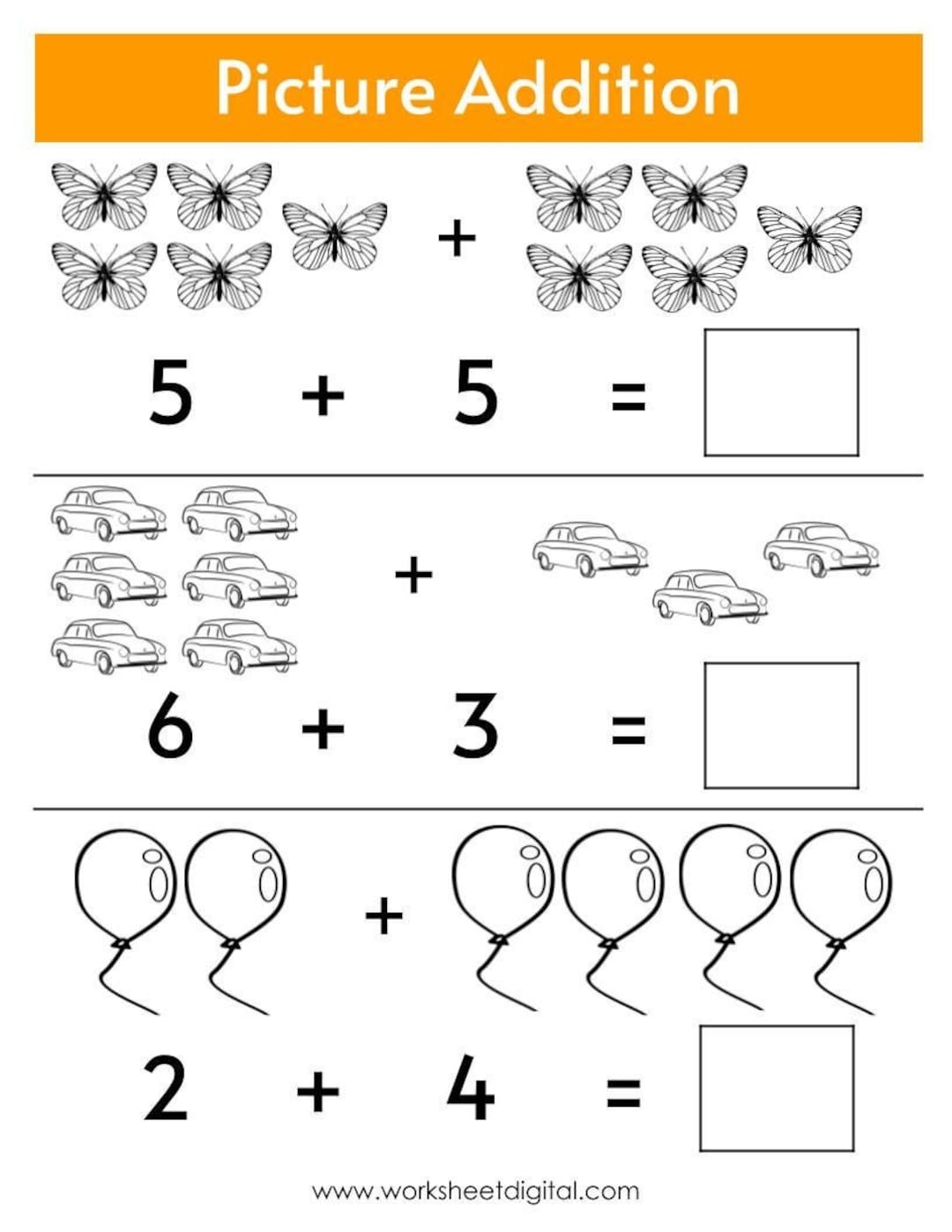 Picture Addition Worksheets Preschool Kindergarten Math printable Etsy Picture Addition Worksheets Preschool Kindergarten Math printable Etsy