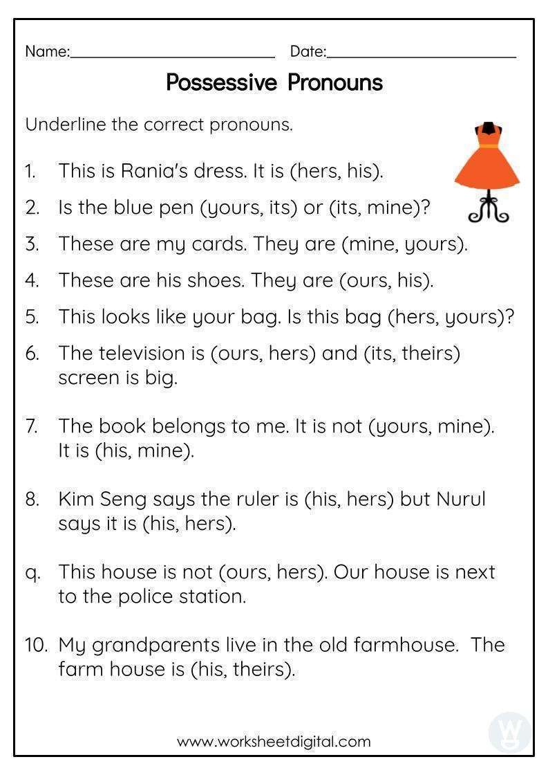 Possessive Pronouns Worksheet Digital 1 Teacher Made Resources