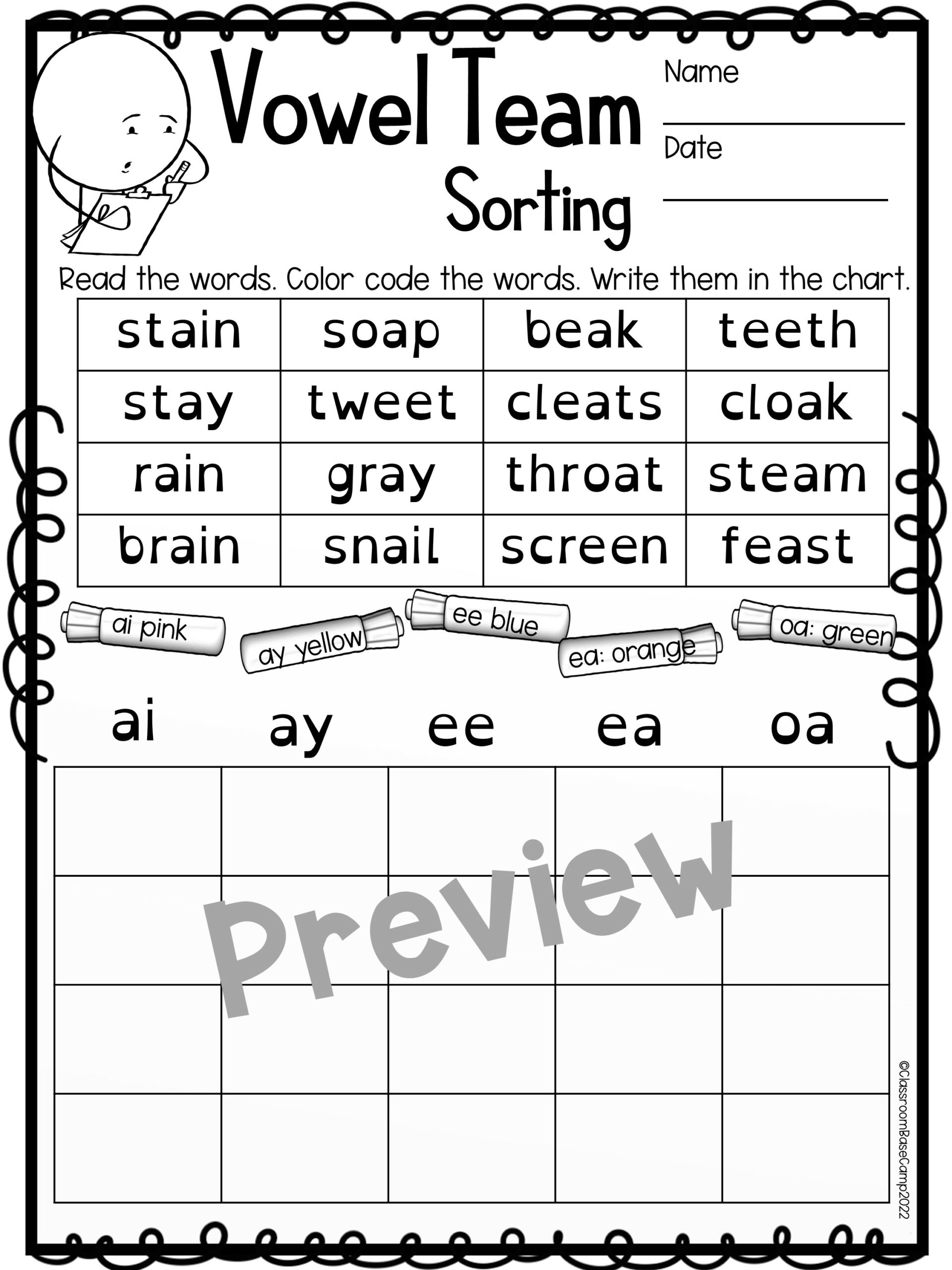 vowel teams worksheets