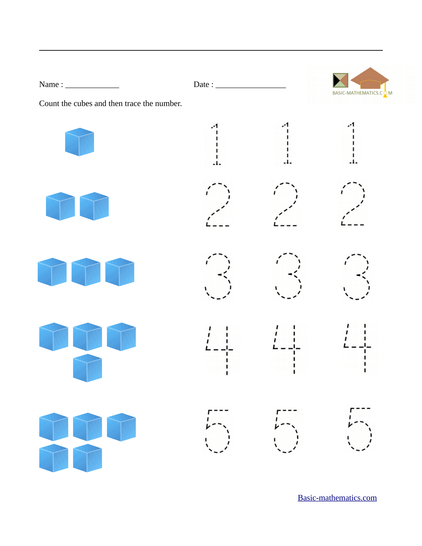 number worksheet for nursery