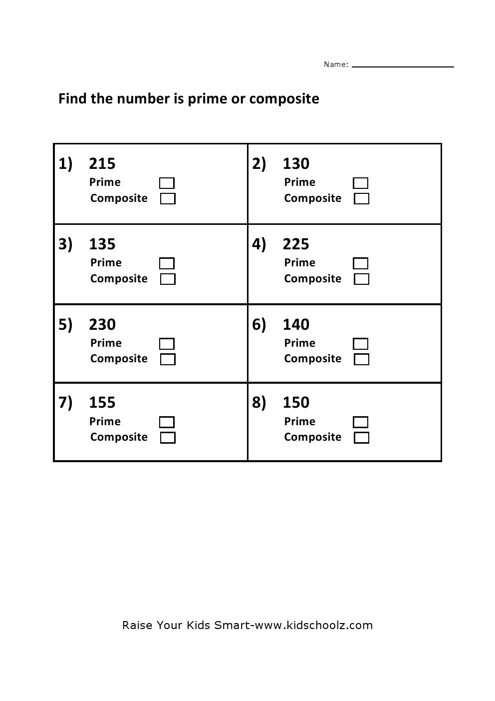Prime And Composite Numbers Worksheet 5 Kidschoolz