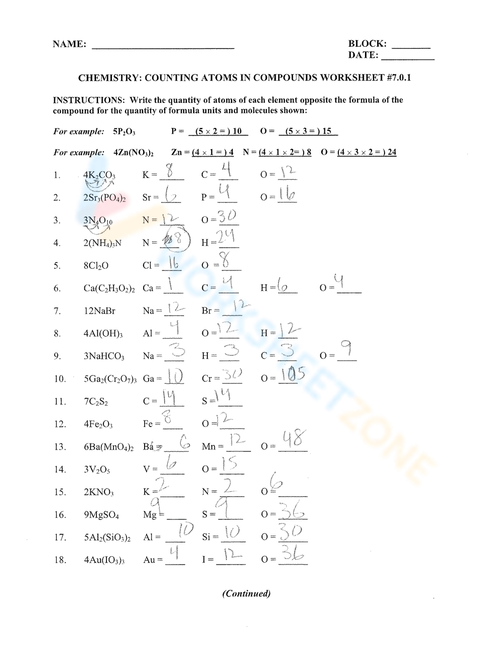 counting atoms worksheet