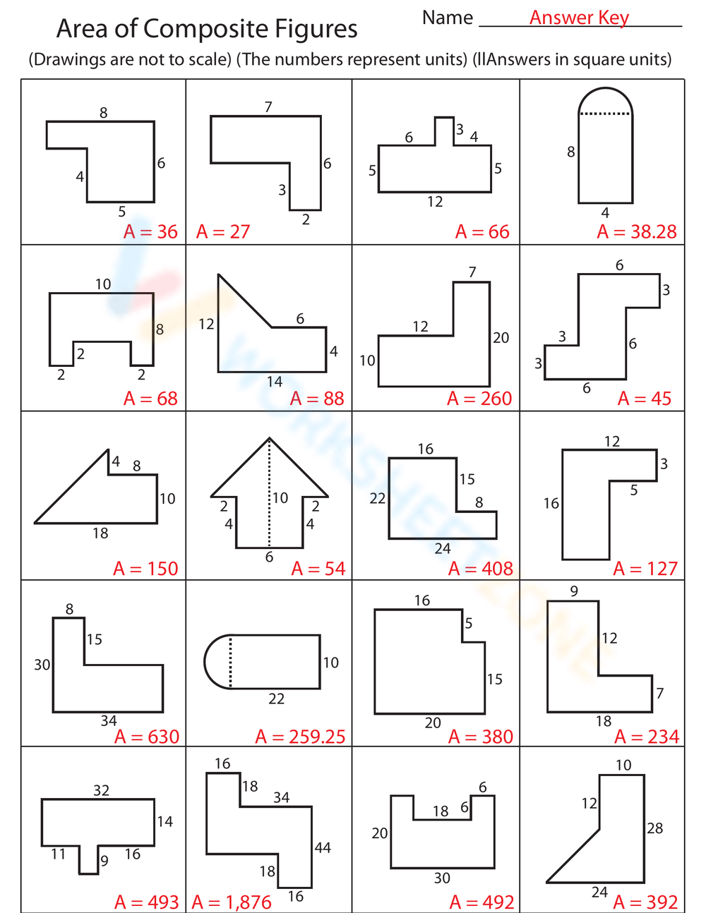 Printable Grade 5 Area Of Composite Figures Worksheets