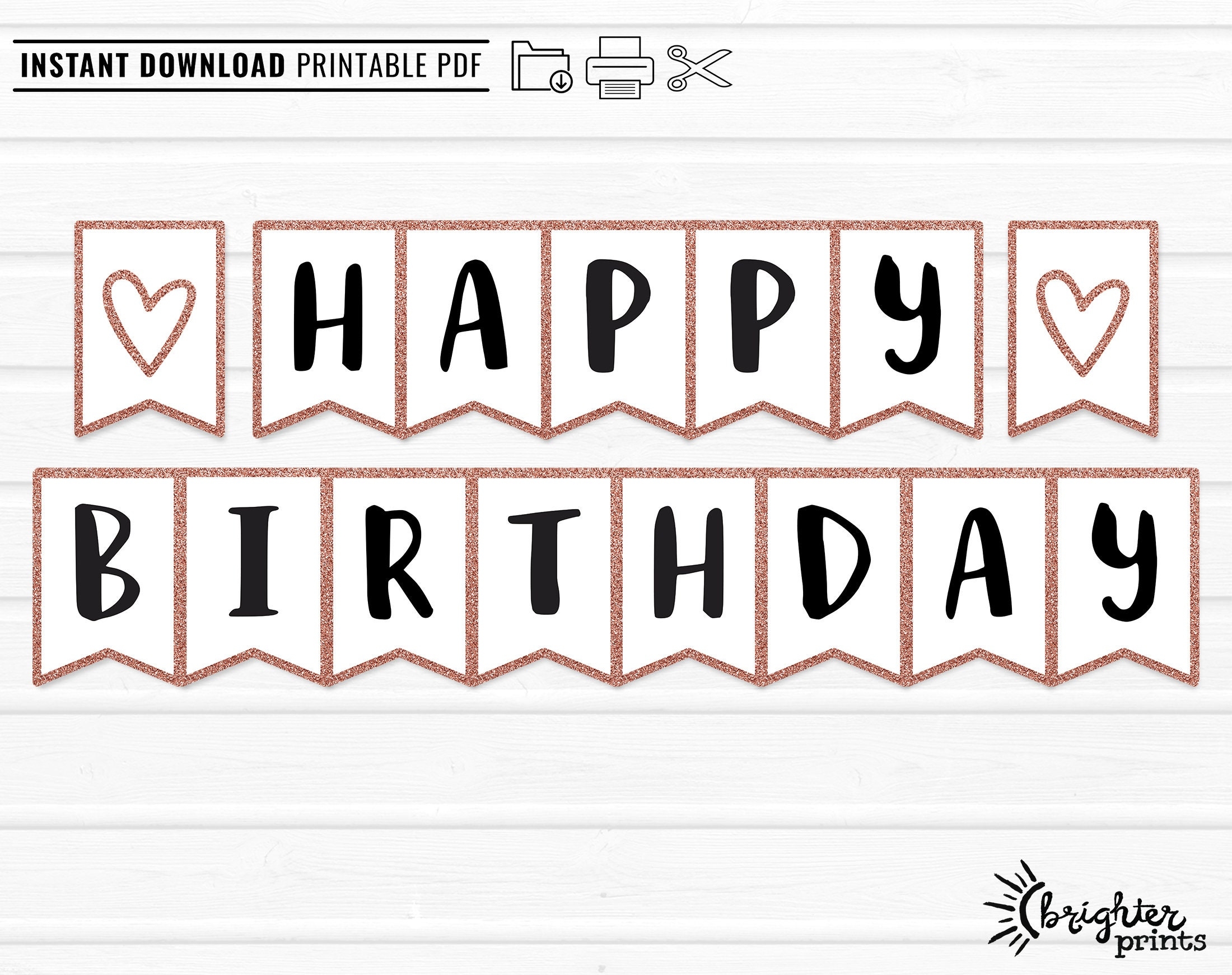 Printable Happy Birthday Banner INSTANT DOWNLOAD DIY Rose Gold Bday Party Decor Etsy Sweden