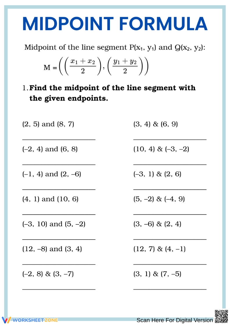 distance formula worksheet