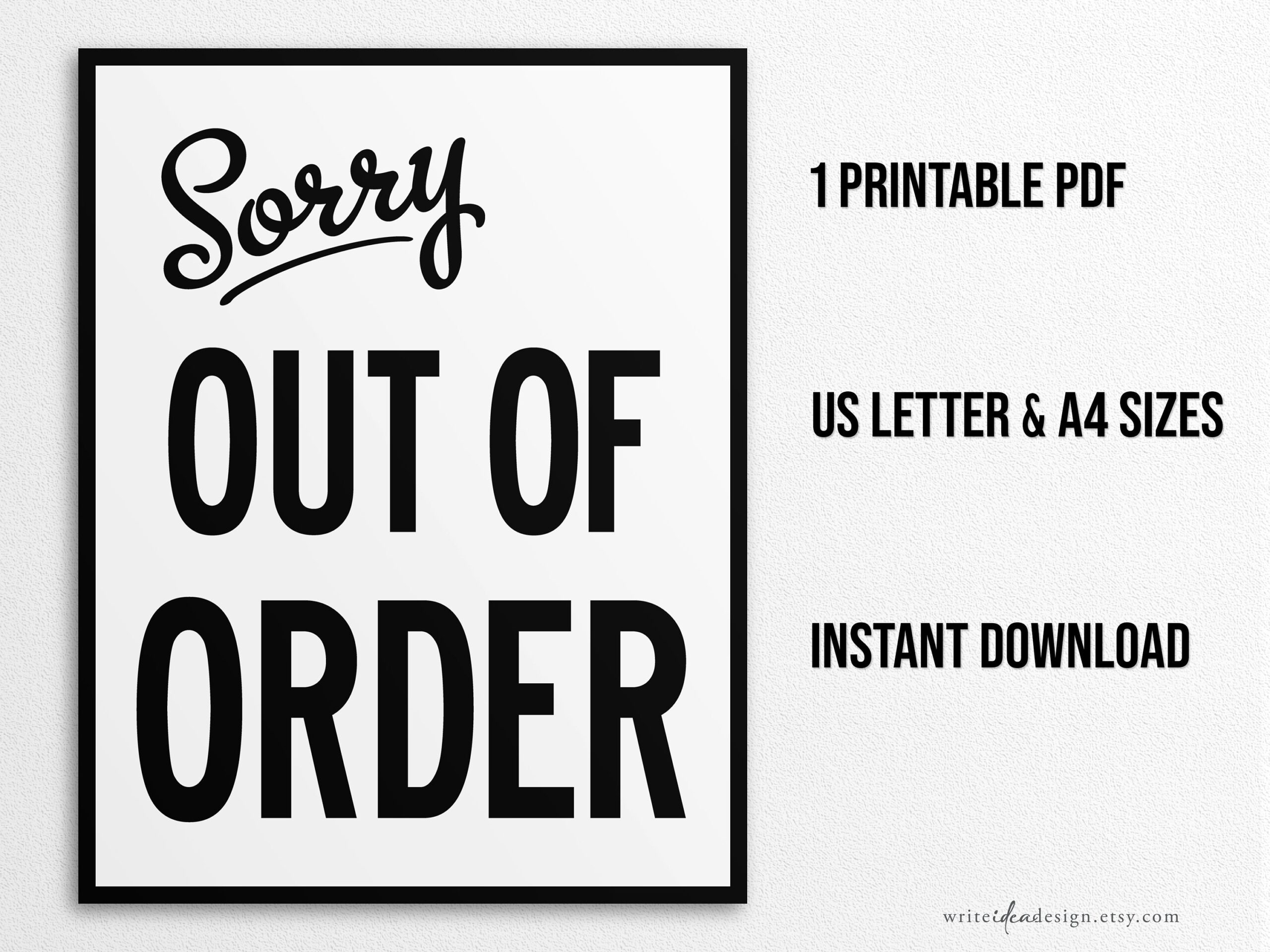 out of order sign printable