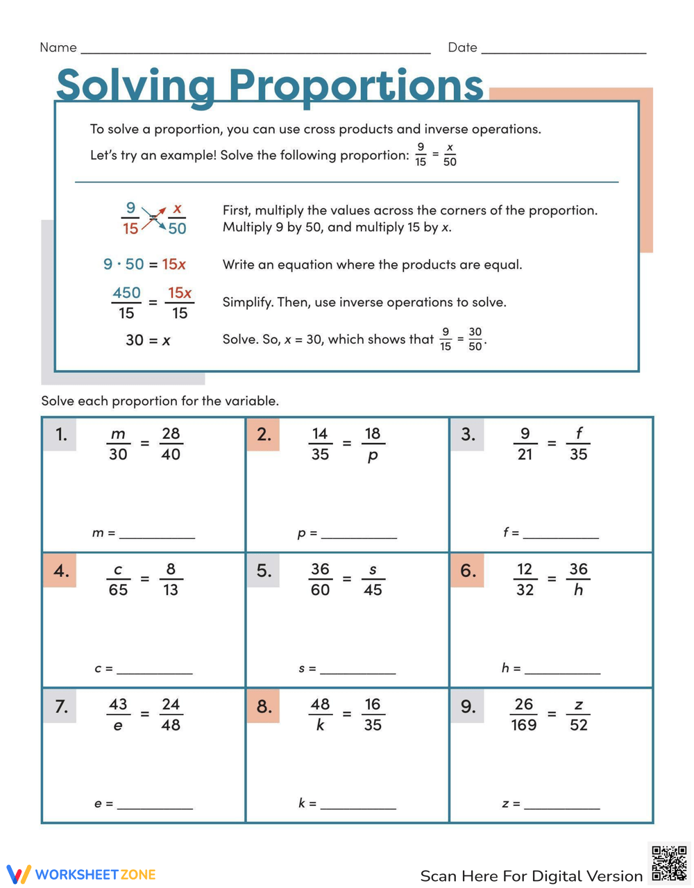 Printable Proportional Relationships Worksheets