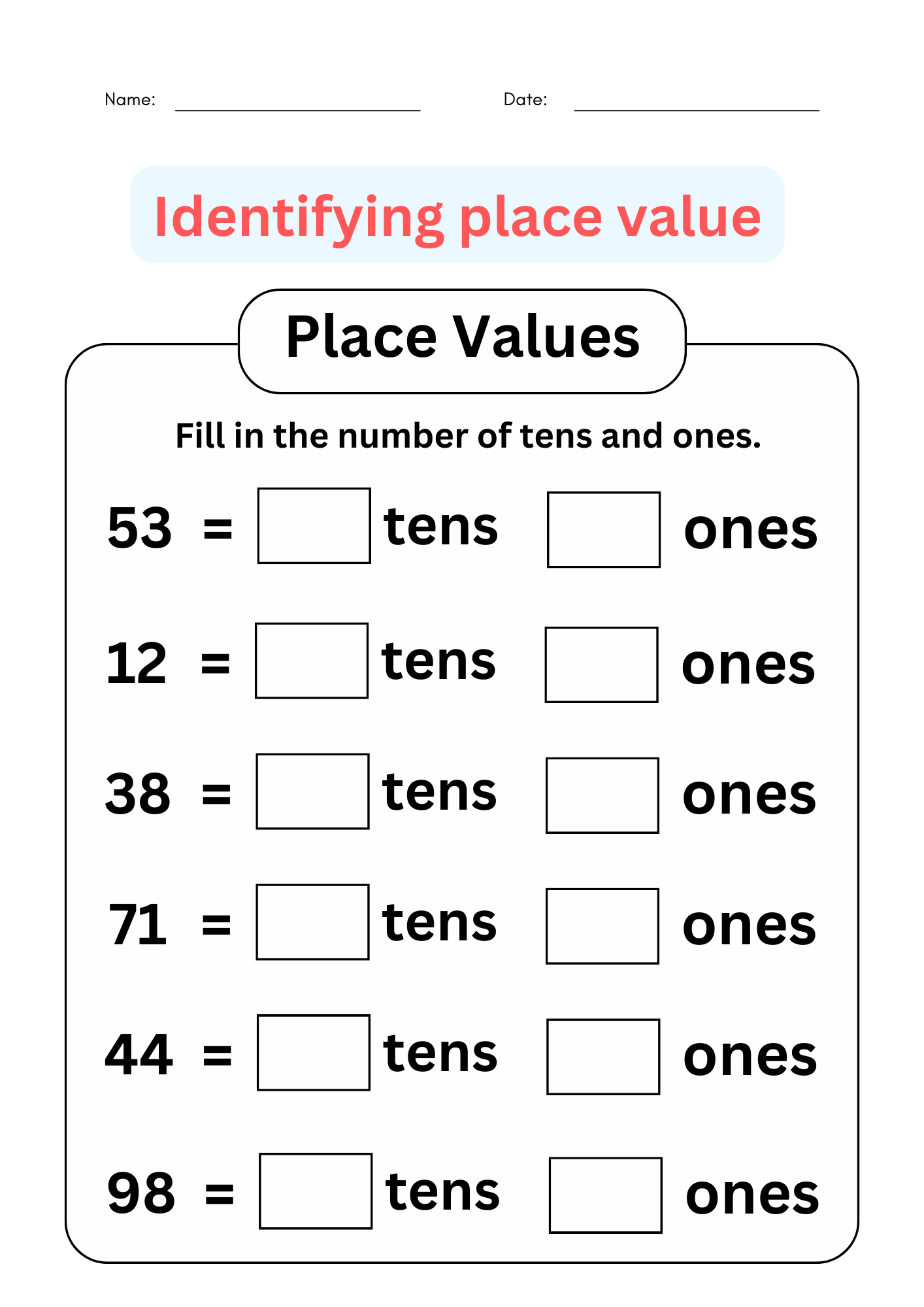 Printable Tens And Ones Worksheets Grade 1 Made By Teachers Printable Tens And Ones Worksheets Grade 1 Made By Teachers