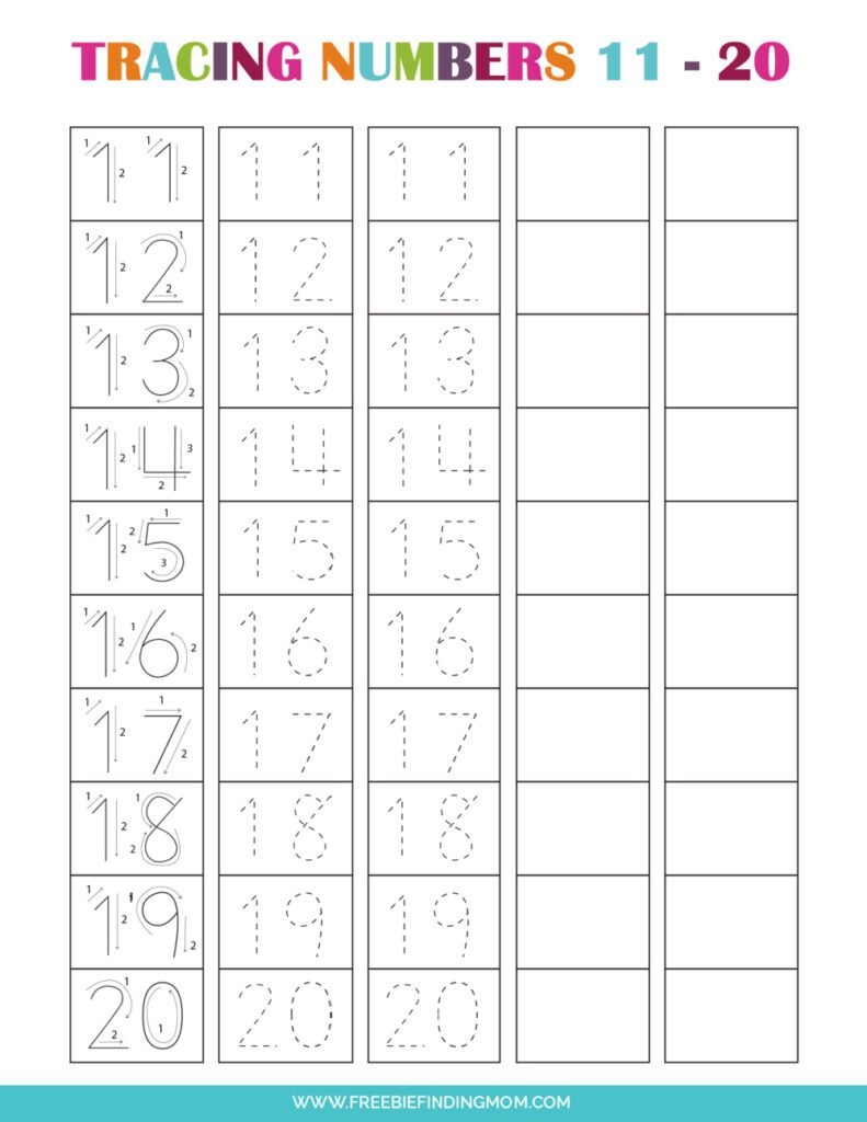 Printable Tracing Numbers Worksheets For Kindergarten