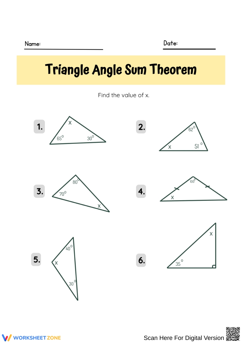 Printable Triangle Sum Theorem Worksheets Printable Triangle Sum Theorem Worksheets