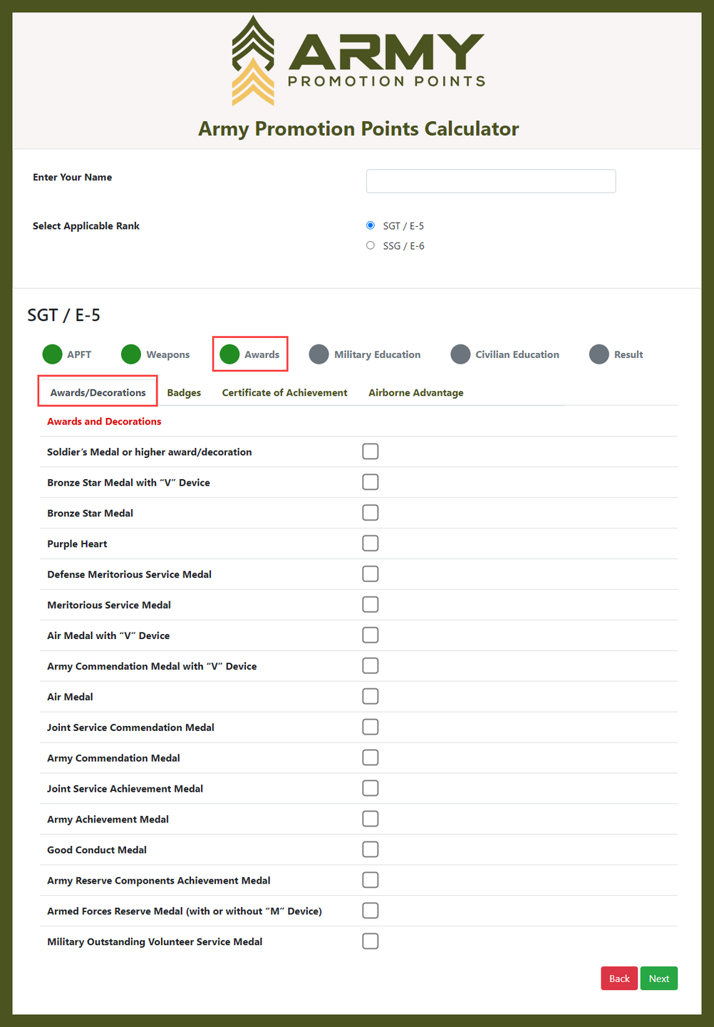 Promotion Points PPW Calculator Worksheets Library