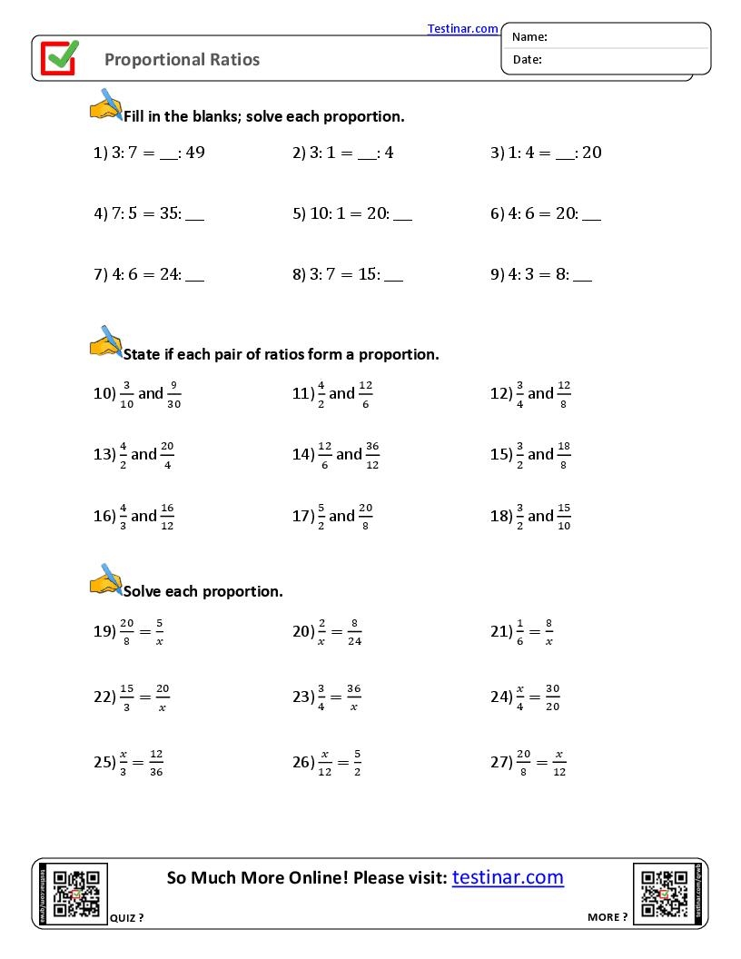 Proportional Ratios Worksheets