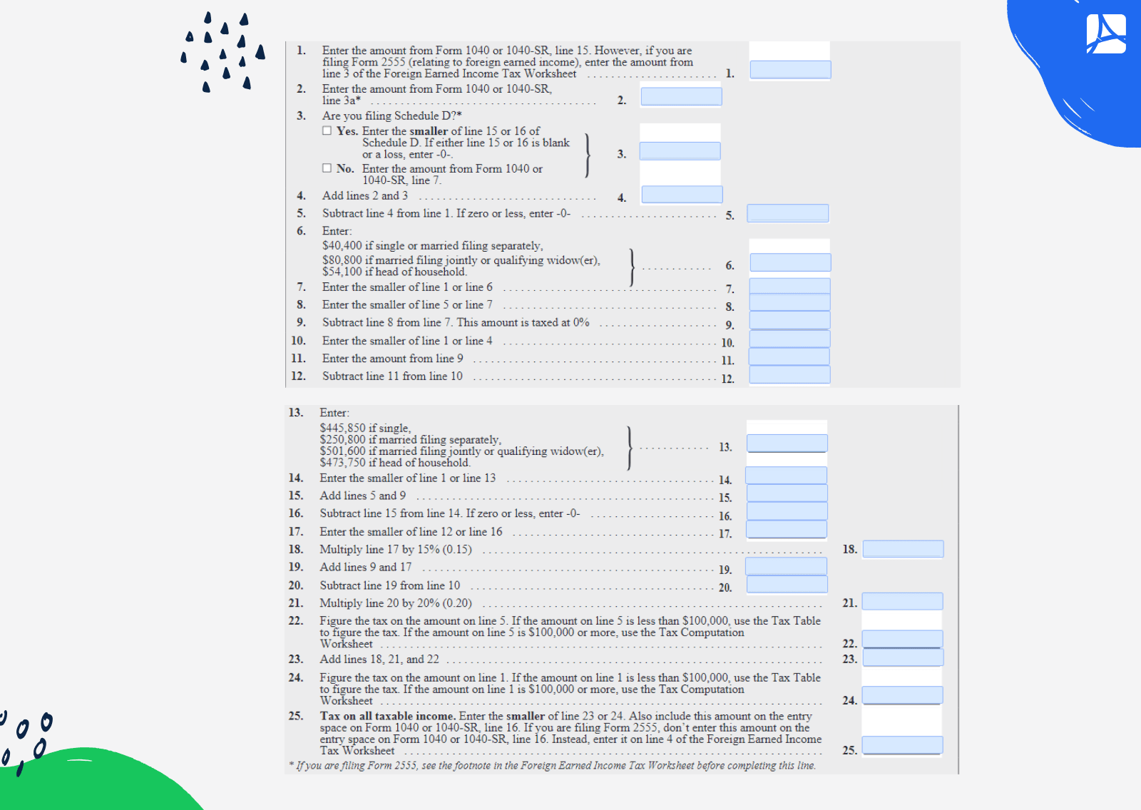qualified dividends capital gains worksheet