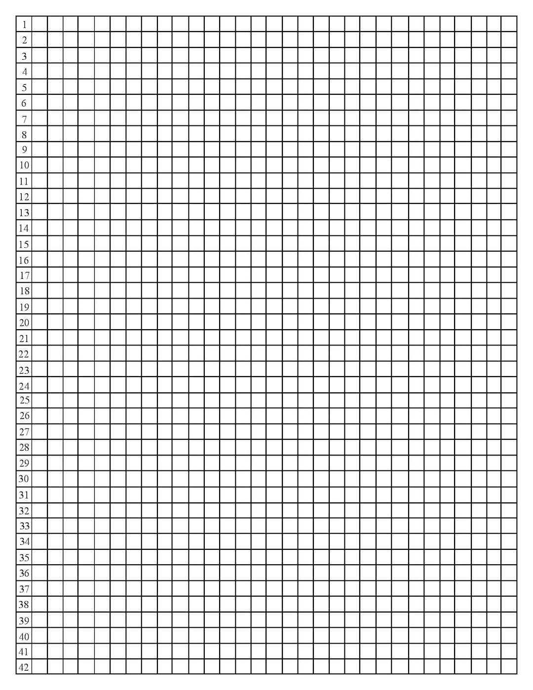 Quarter inch Graph Paper With Line Numbers Etsy