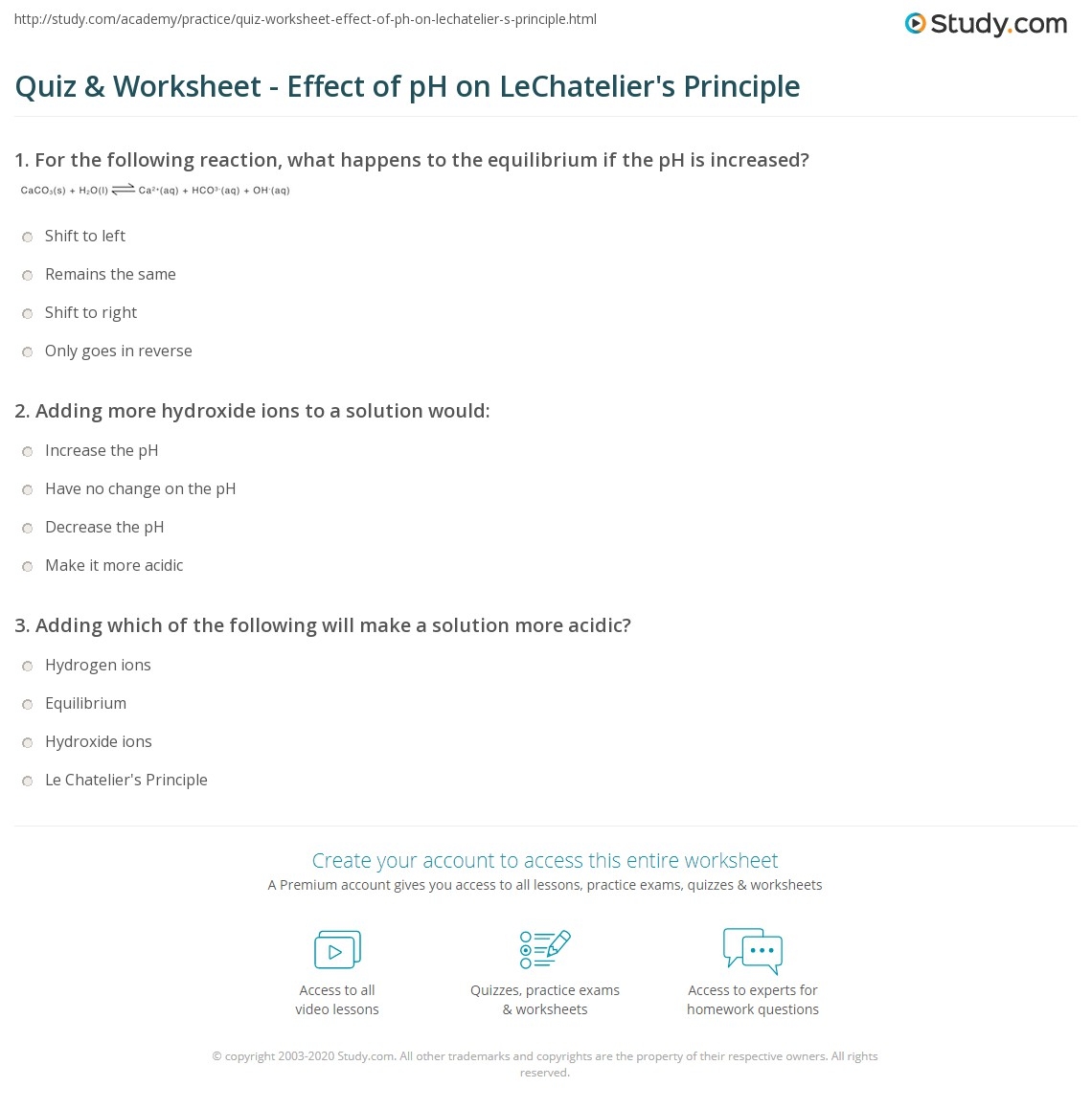 le chatelier's principle worksheet