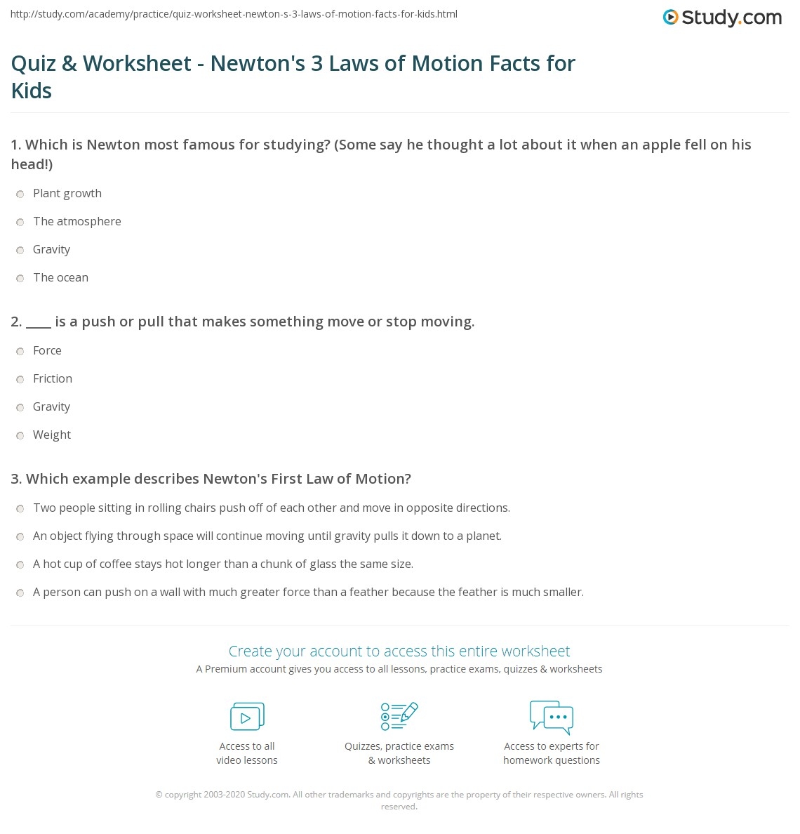newton's laws of motion worksheet