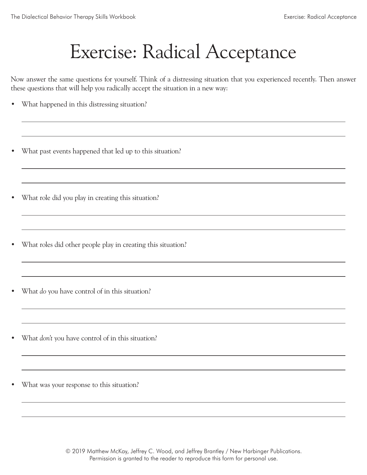 Radical Acceptance DBT Exercise Workbook For Distress