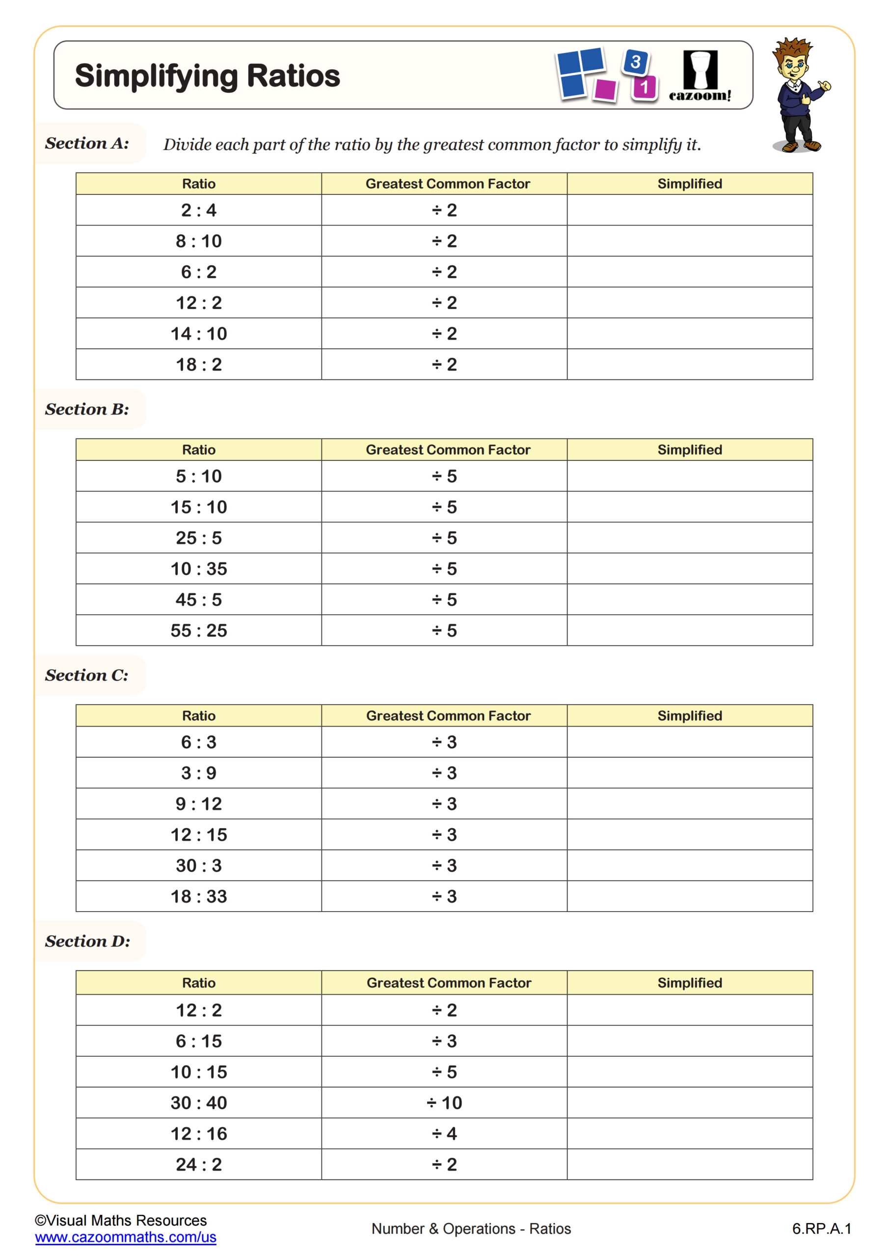 ratios and proportions worksheet