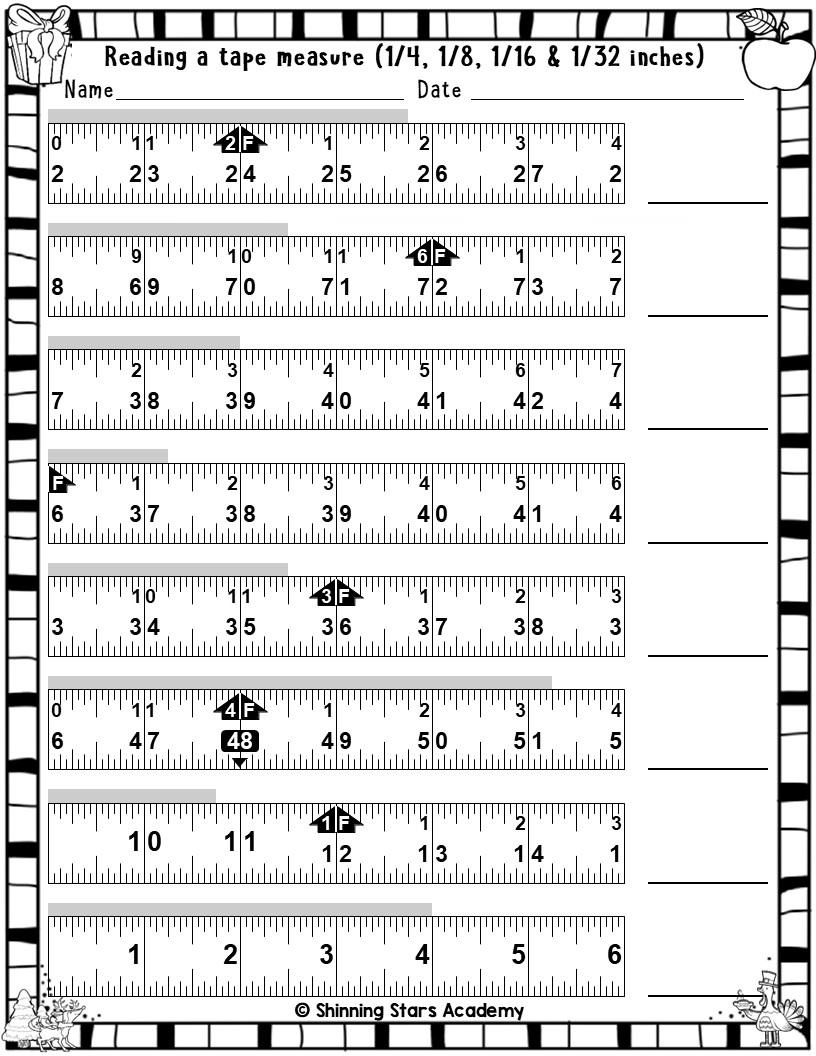 Reading A Tape Measure 1 4 1 8 1 16 1 32 Inches Worksheets Advanced Measurement Practice Teaching Resources Reading A Tape Measure 1 4 1 8 1 16 1 32 Inches Worksheets Advanced Measurement Practice Teaching Resources