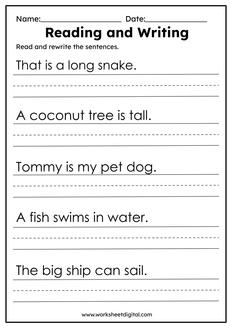Reading And Writing Practice Worksheet Digital 1 Teacher Made Resources