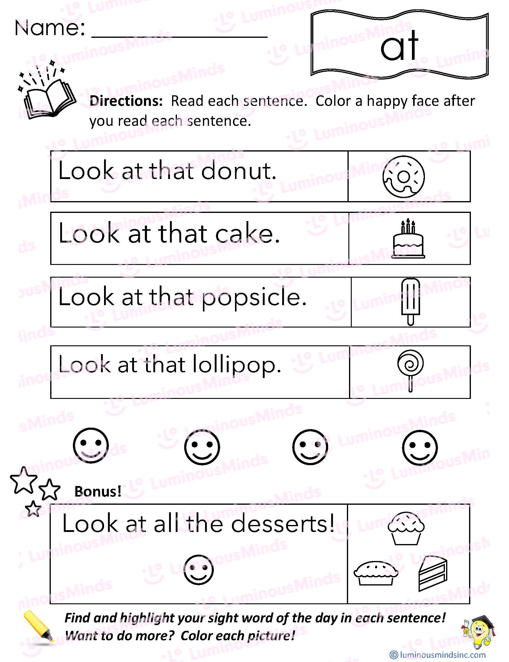 Reading Comprehension Worksheets Reading With Sight Word At