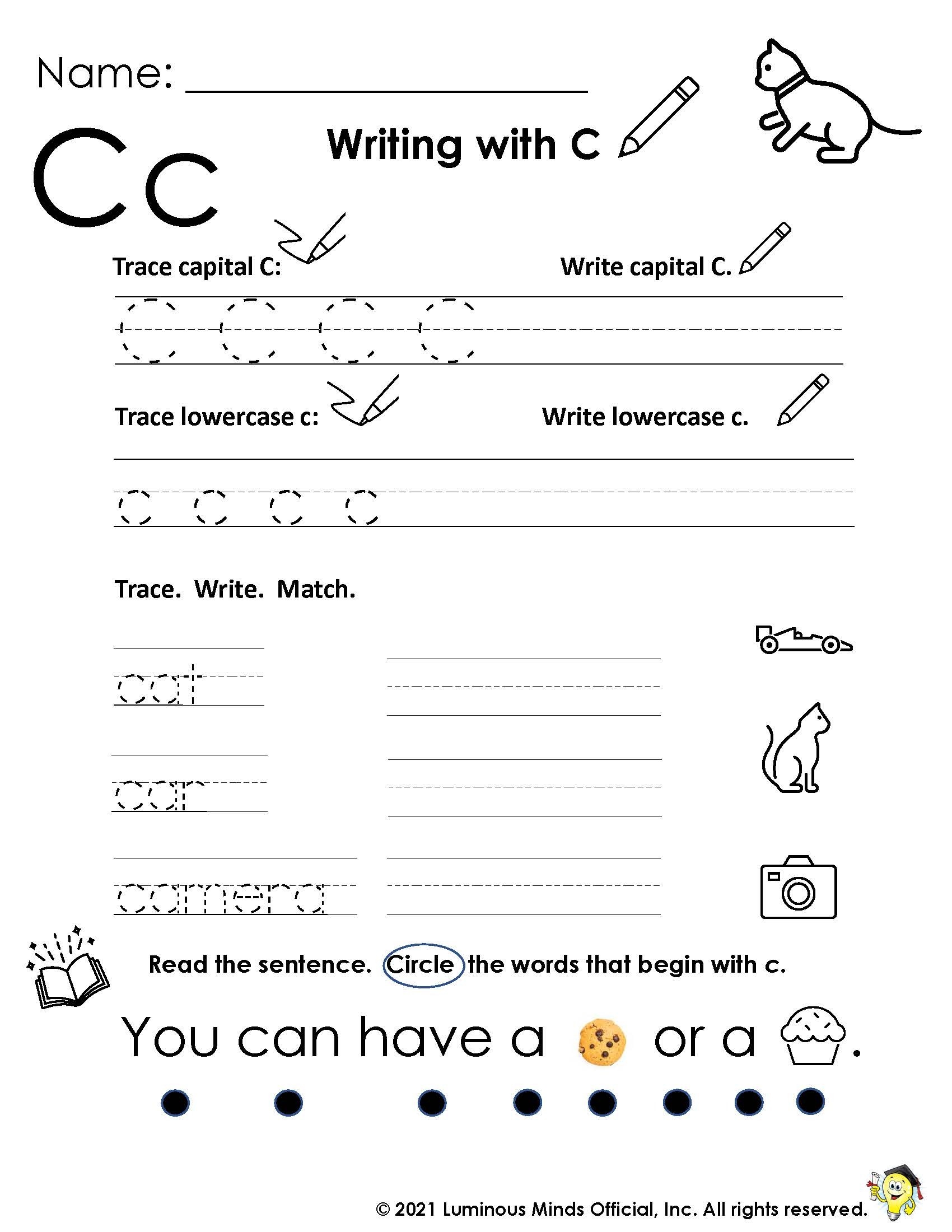 letter c worksheet
