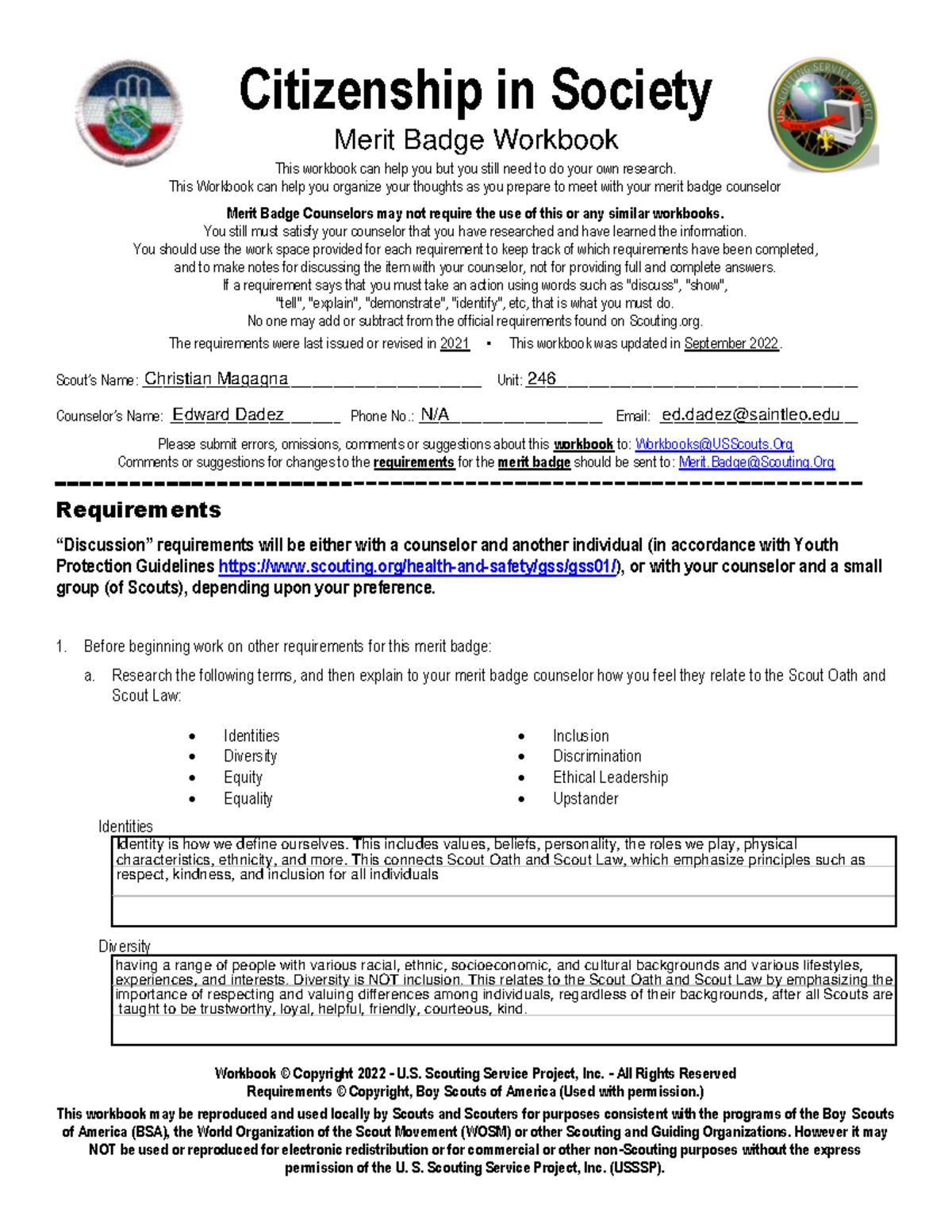 Scout Citizenship Merit Badge Workbook 2022 Studocu