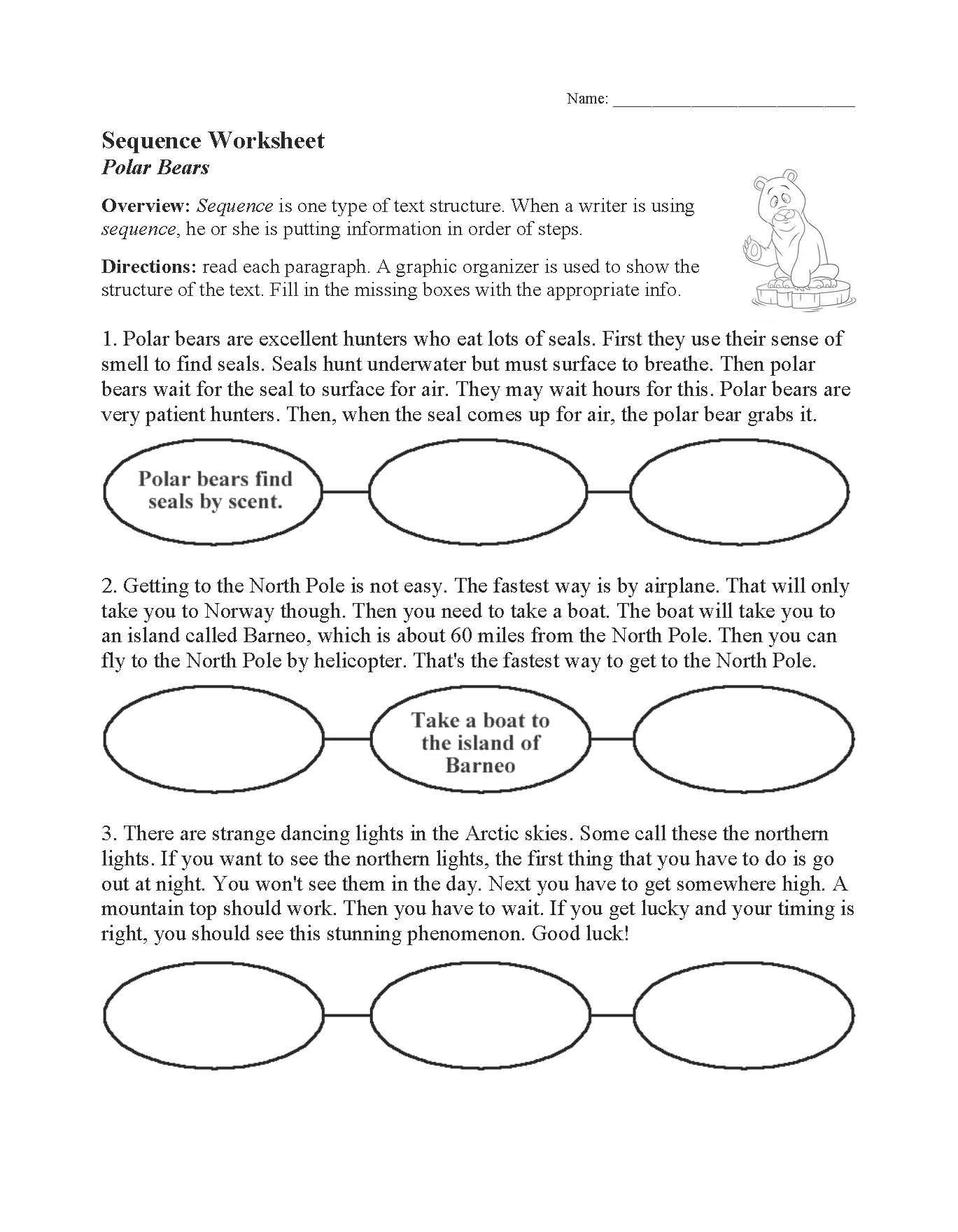 Sequence Worksheet Text Structure Activity