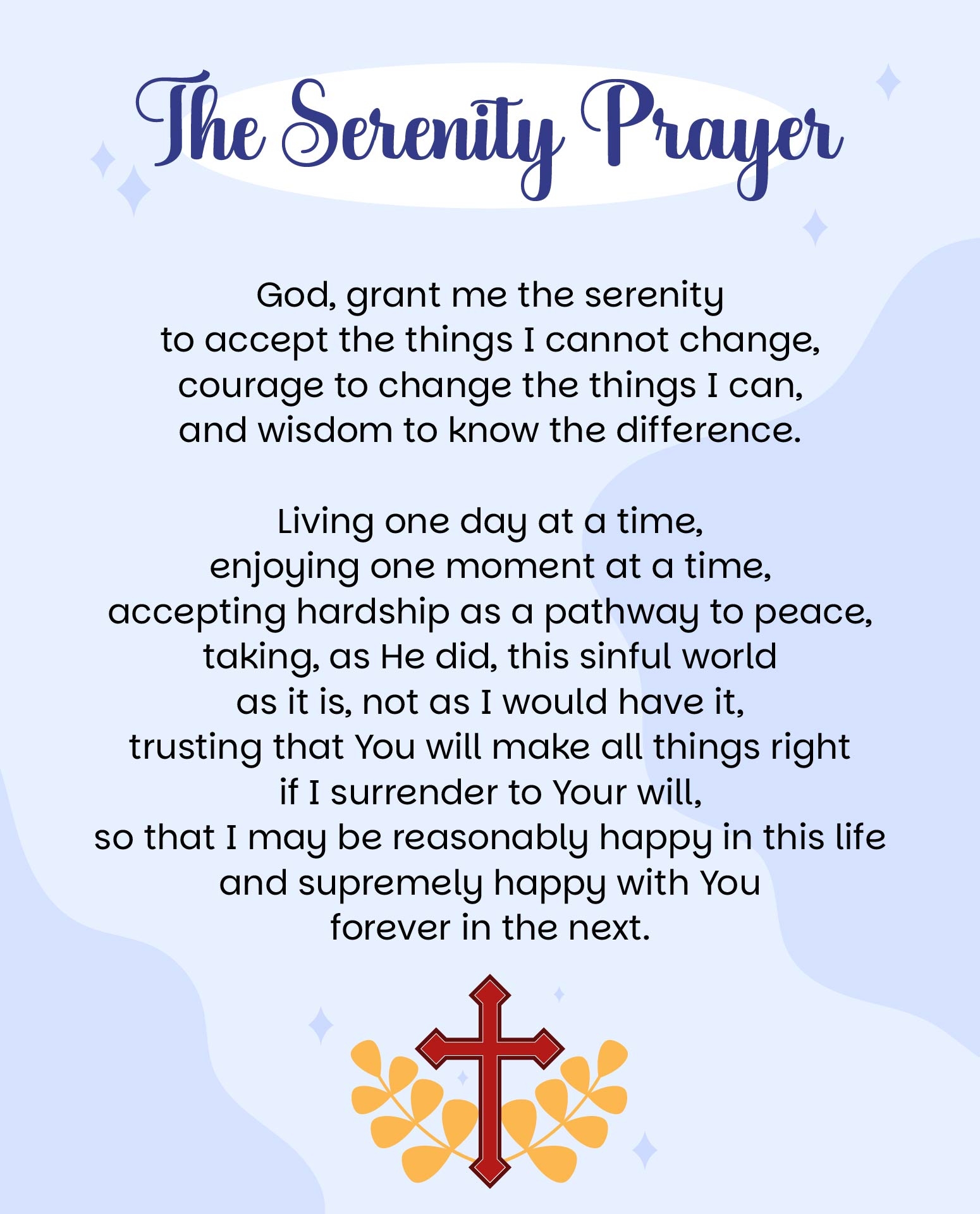 Serenity Prayer Bookmark Printable Pocket Prayer Serenity Prayer Bookmark Printable Pocket Prayer