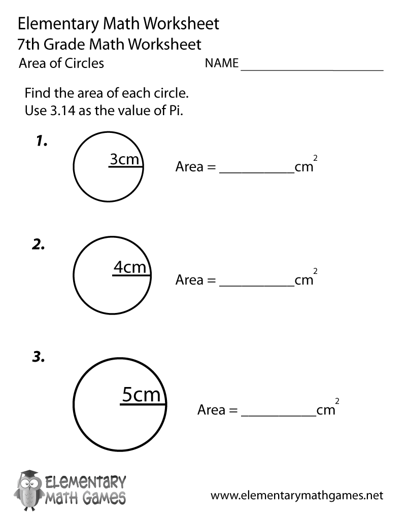 area of a circle worksheet