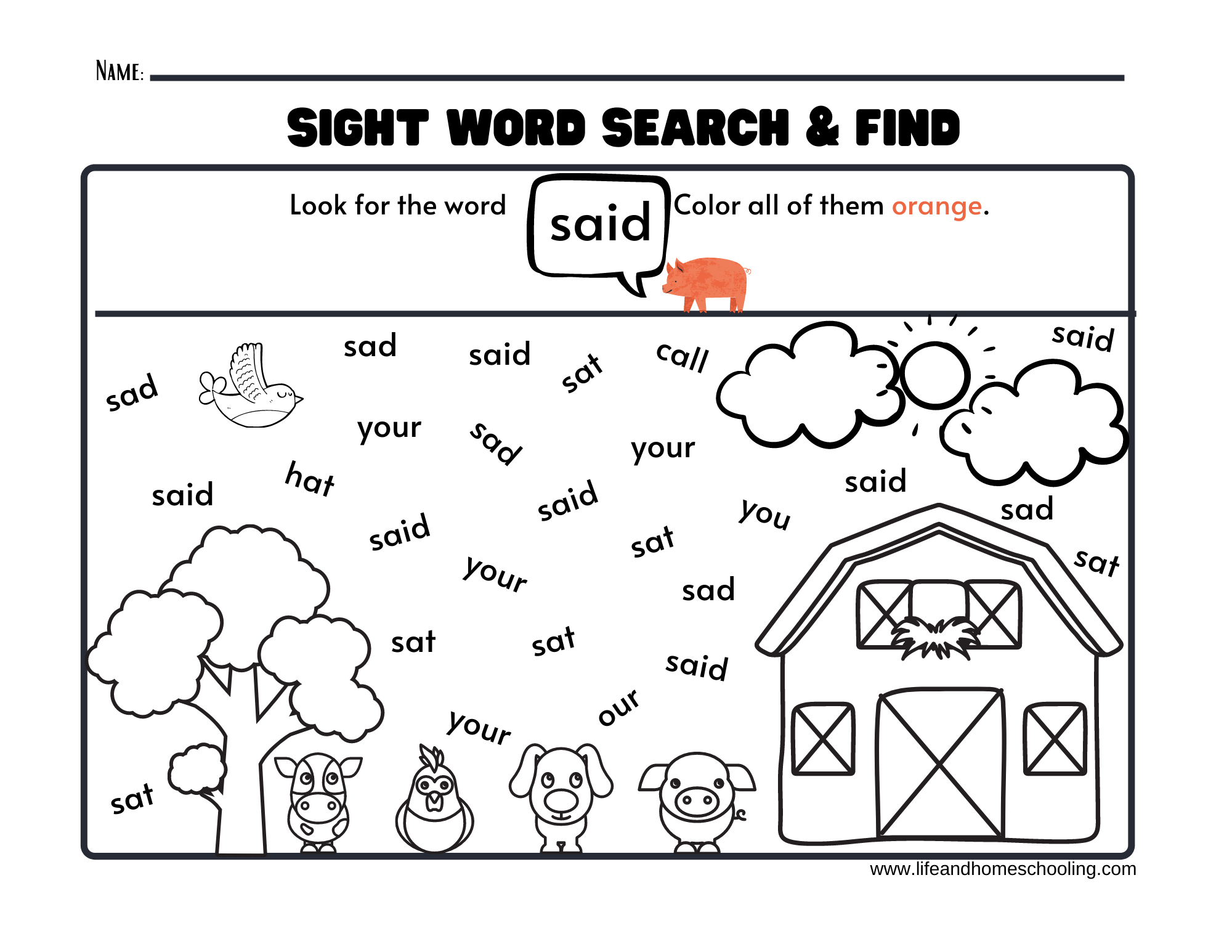 sight words printable sight words printable