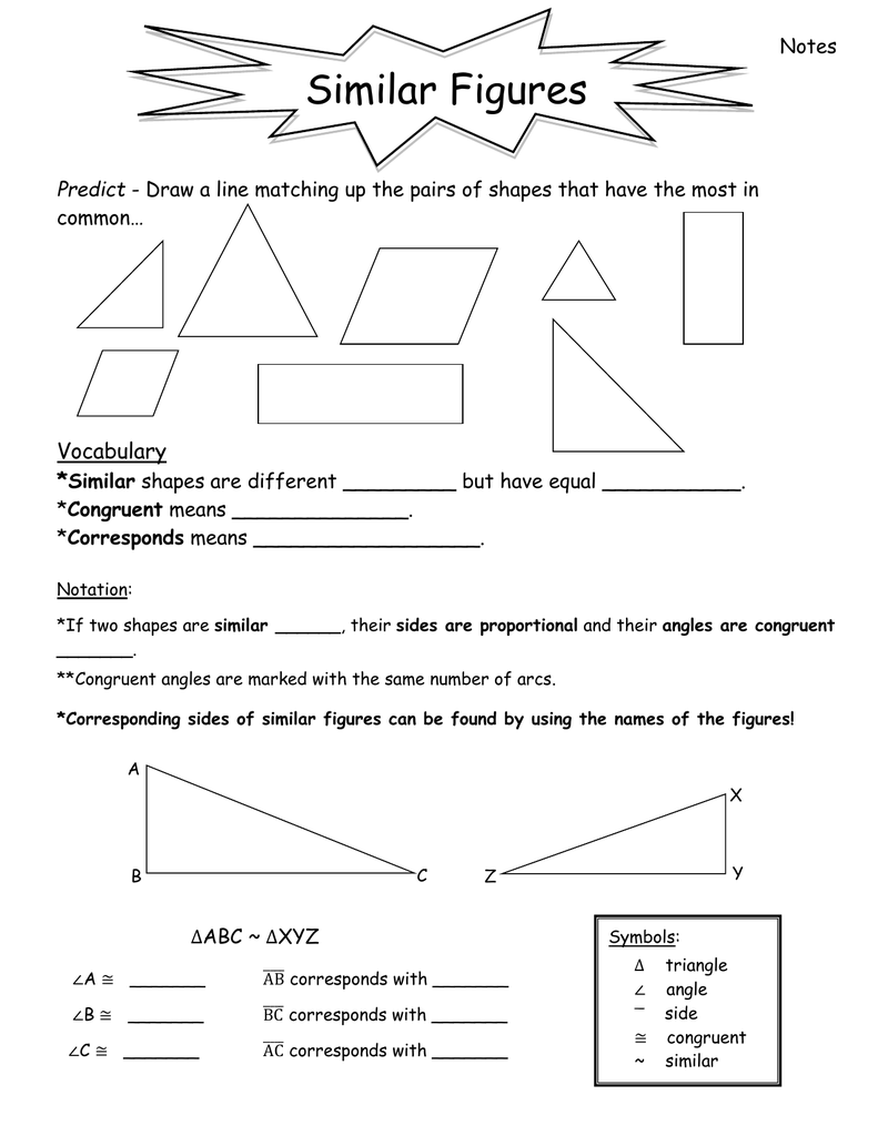 Similar Figures Proportions Geometry Worksheet