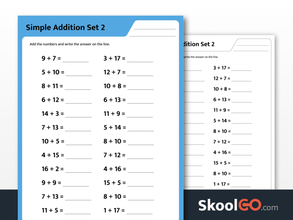 Simple Addition Practice Worksheet For Grades 1 2 Free PDF Simple Addition Practice Worksheet For Grades 1 2 Free PDF