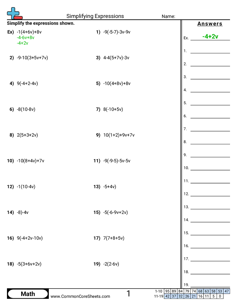 Simplifying Expressions Worksheet Download