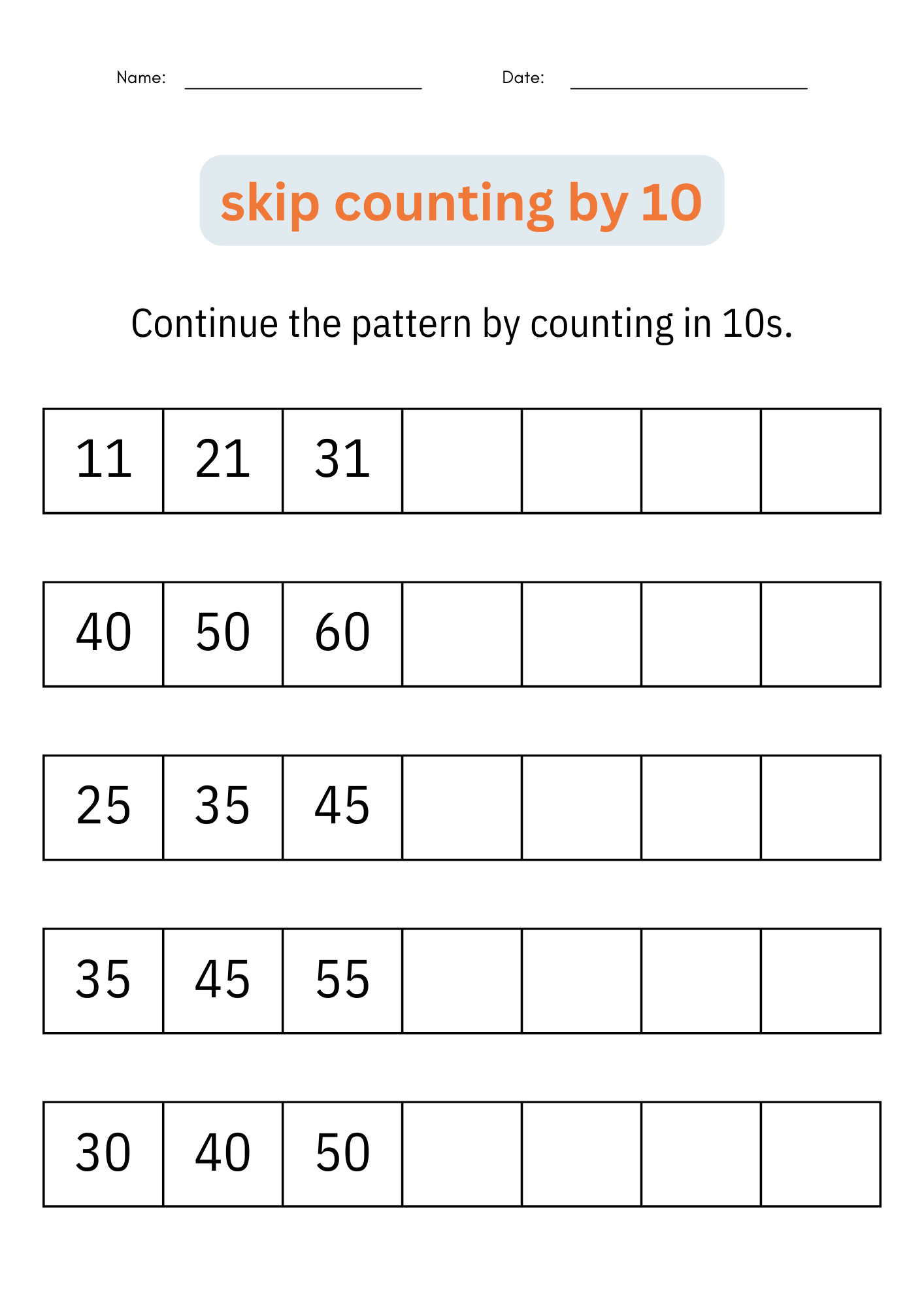 counting by 10s worksheet counting by 10s worksheet