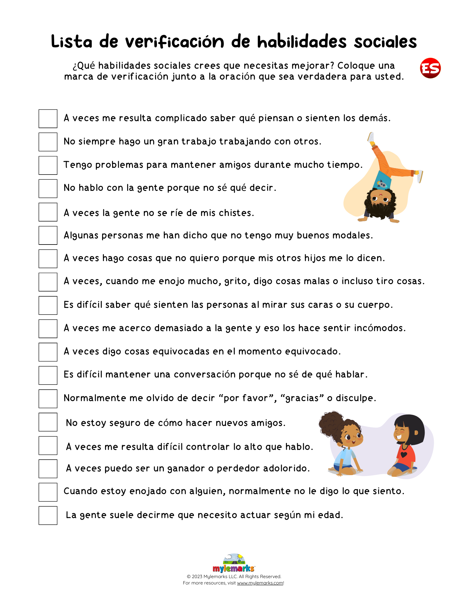 Social Skills Checklist ES F GS 