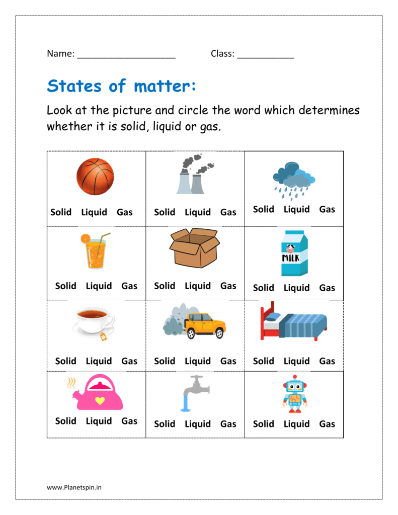 Solid Liquid Gas Worksheet The States Of Matter Planetspin in