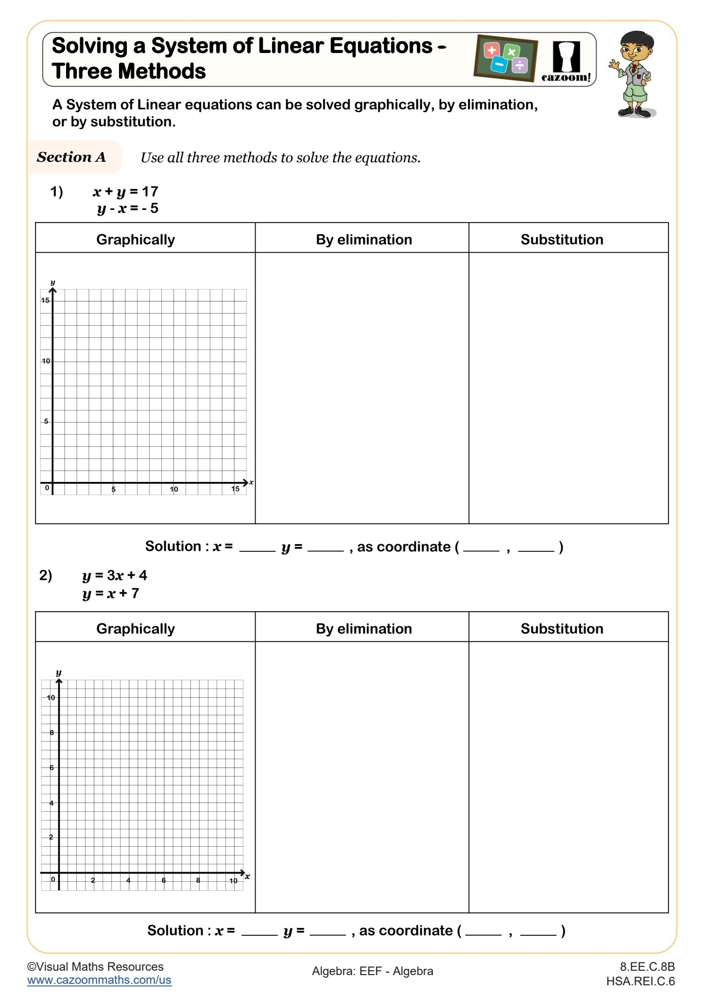 systems of equations worksheet
