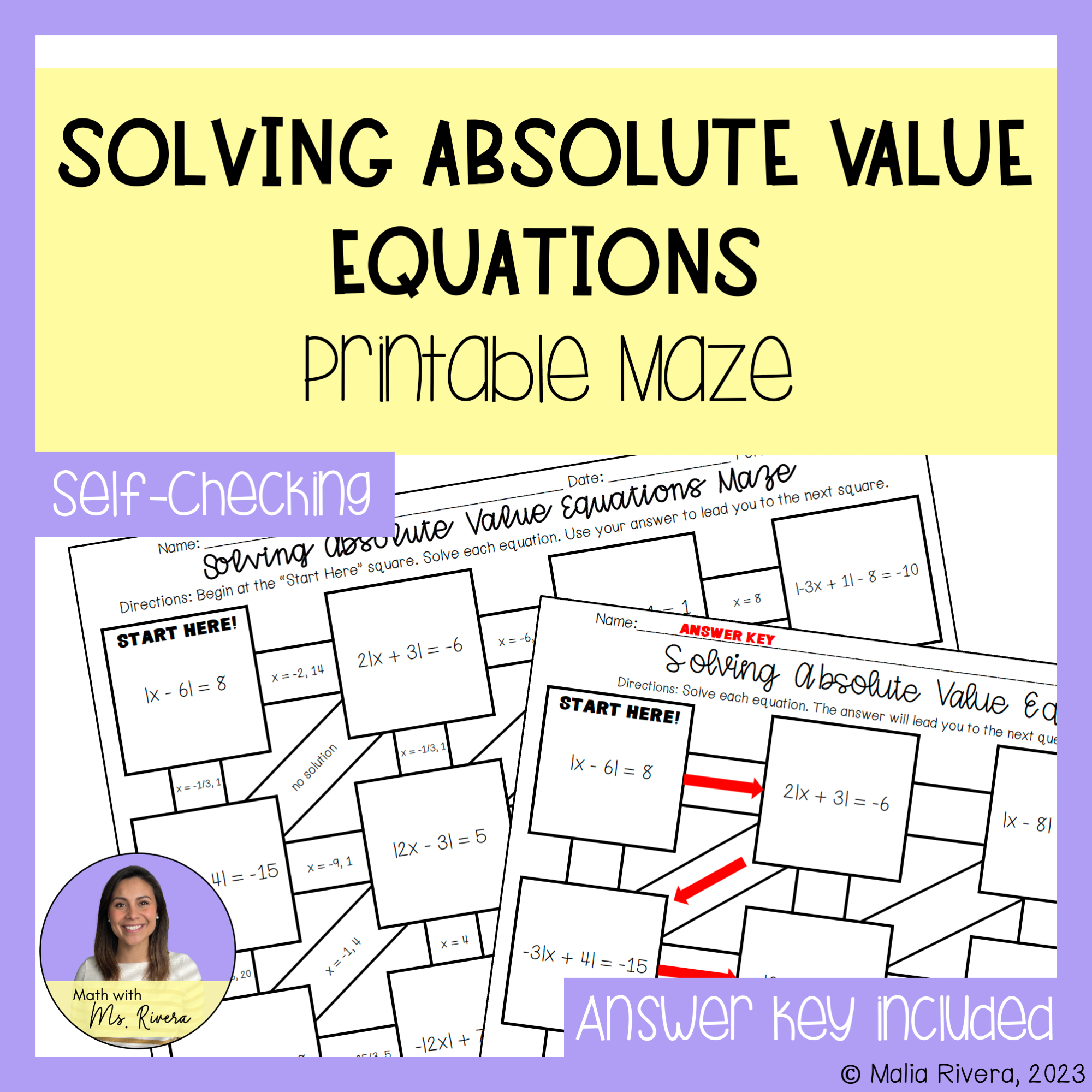 absolute value equations worksheet