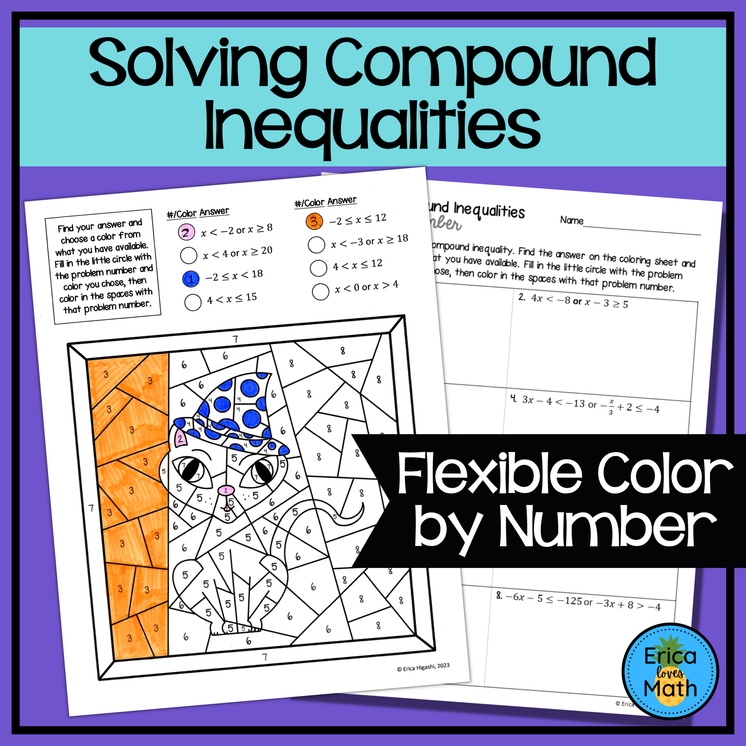 Solving Compound Inequalities Color By Number Activity Halloween Classful