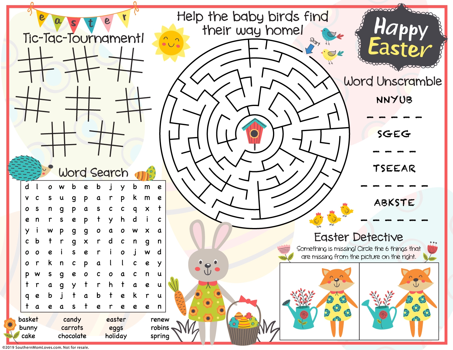 Southern Mom Loves Printable Easter Game Placemats For Your Kids Table Southern Mom Loves Printable Easter Game Placemats For Your Kids Table