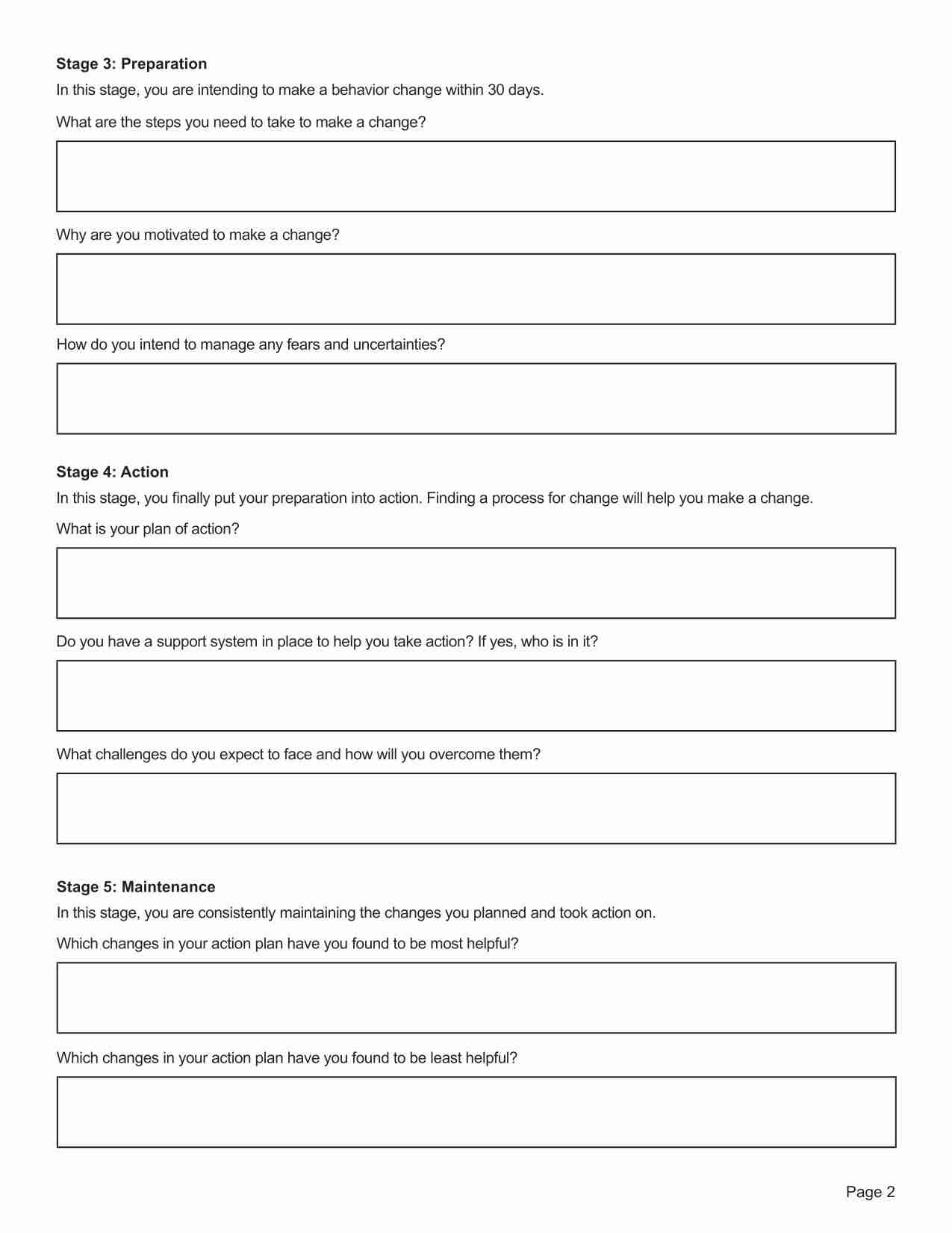 Stages Of Change Worksheet PDF Editable Fillable Printable TherapyByPro
