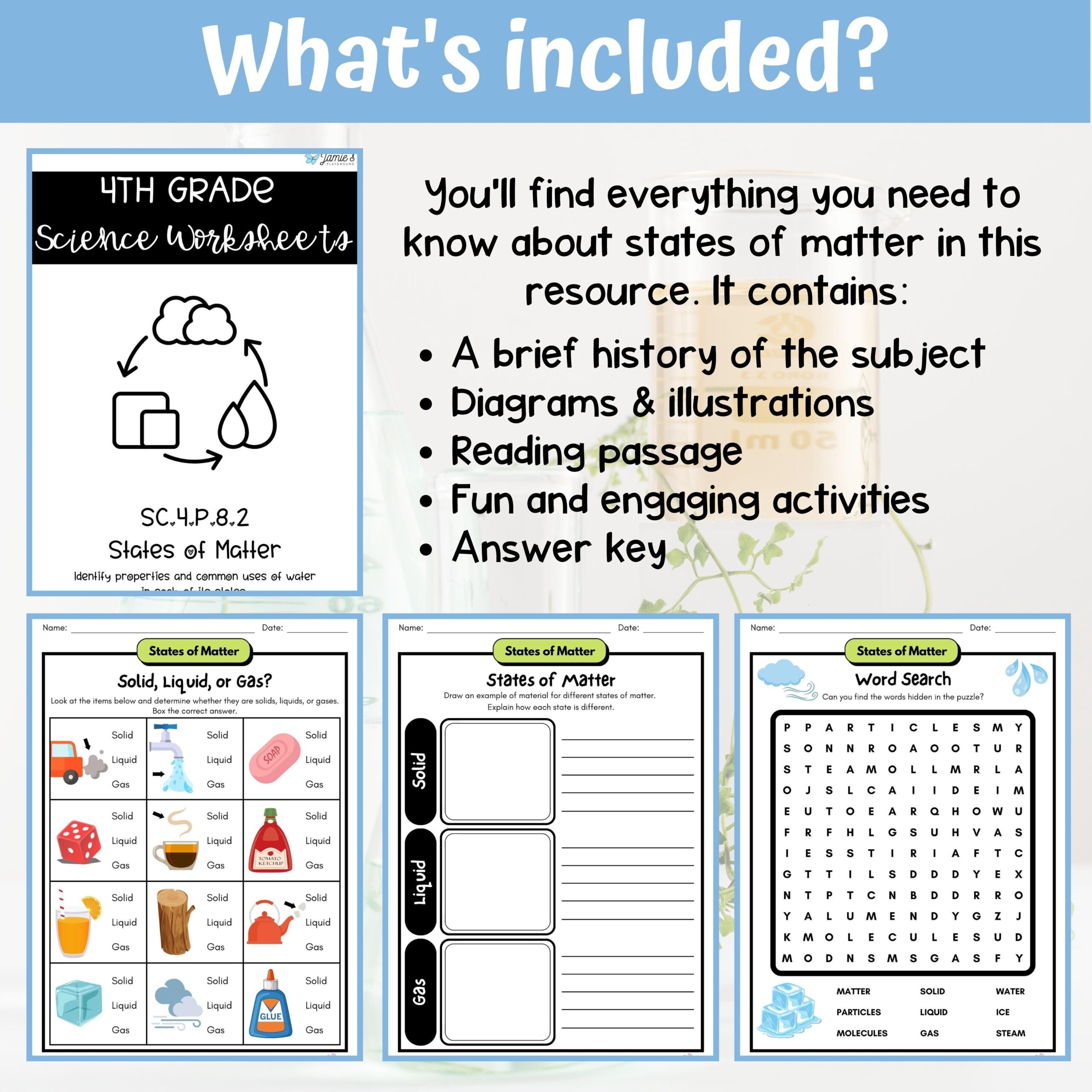4th grade science worksheets