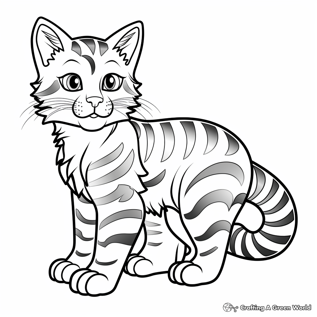 Striped Cat Coloring Pages Free Printable 