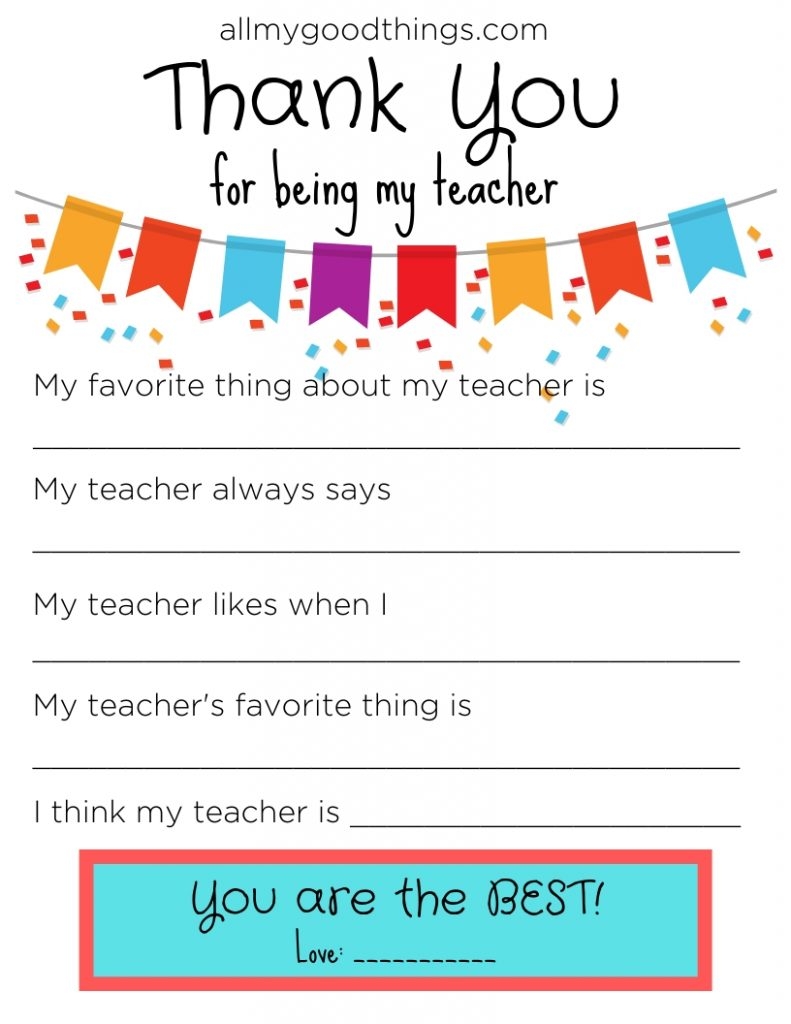 Teacher Appreciation Week FREE Printable All My Good Things Teacher Appreciation Week FREE Printable All My Good Things