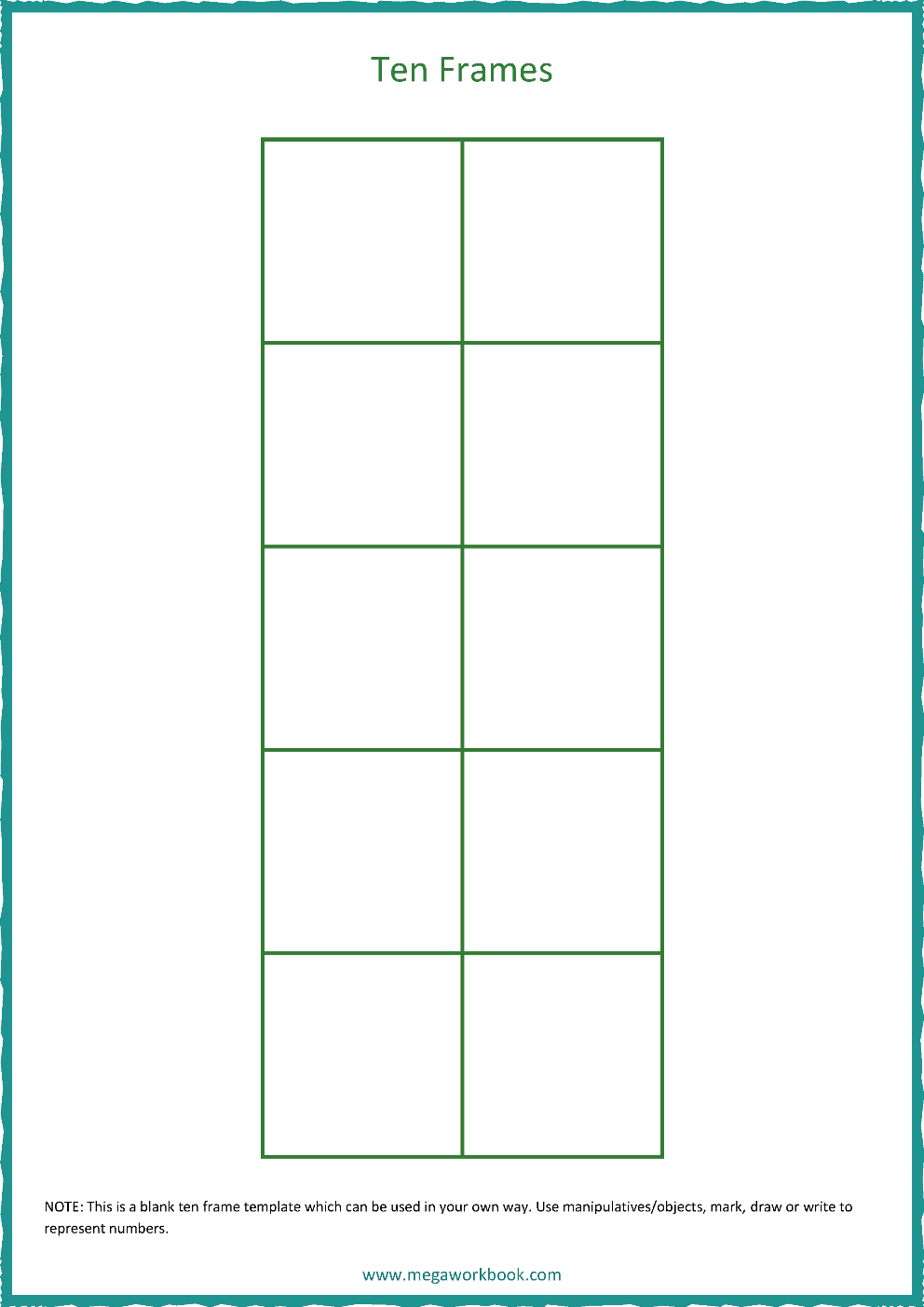 Ten Frame Template Blank Ten Frames Double Ten Frames MegaWorkbook Ten Frame Template Blank Ten Frames Double Ten Frames MegaWorkbook