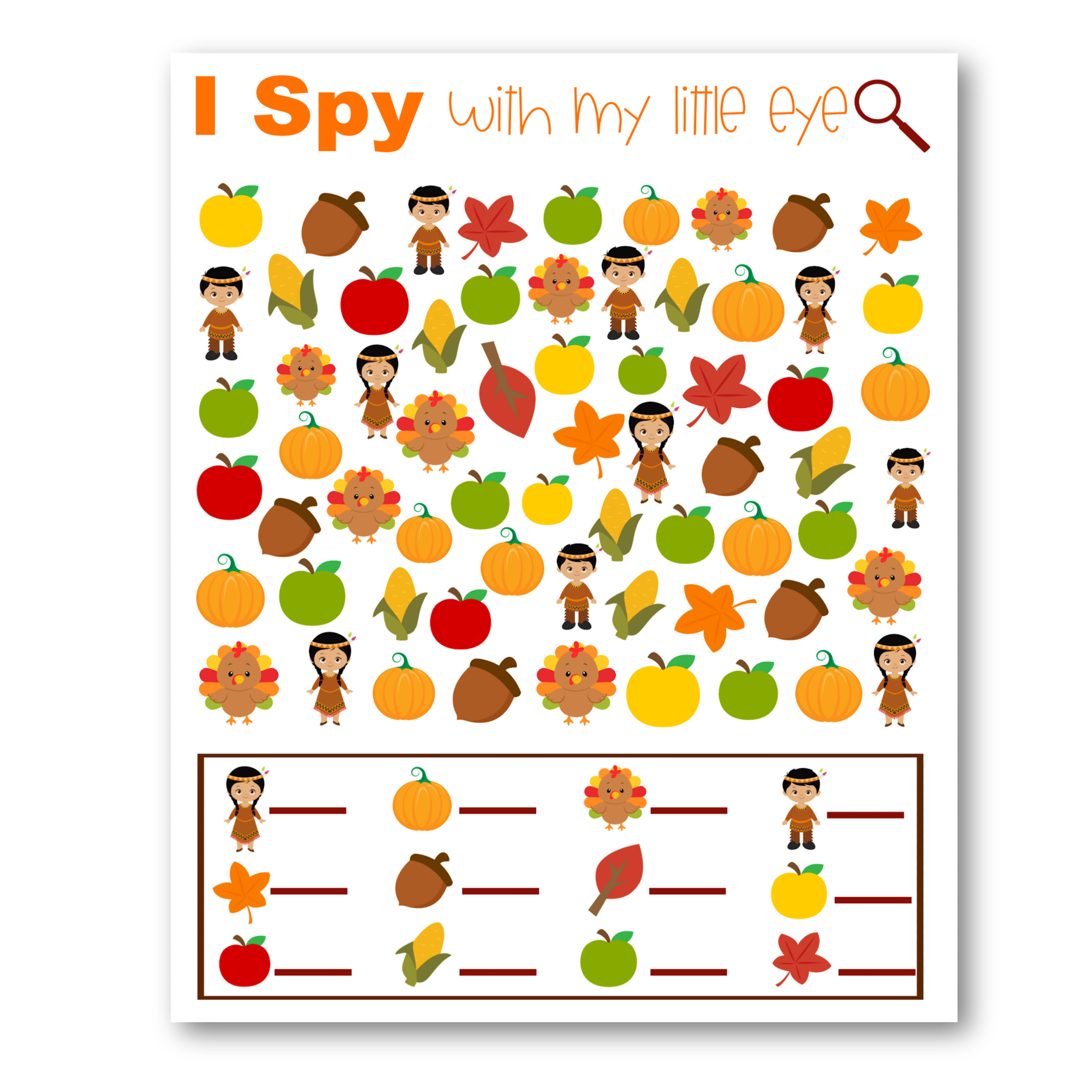 Thanksgiving I Spy Printable Game For Kids At Home With Zan Printables