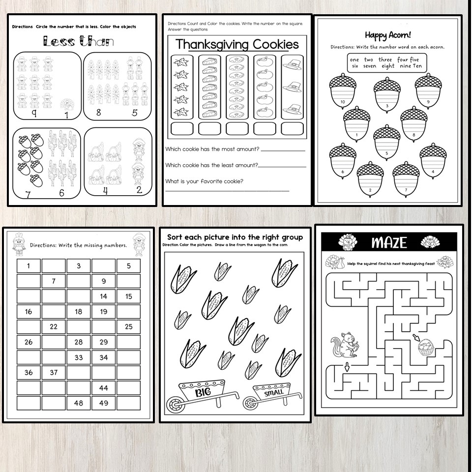 Thanksgiving Math Activities No Prep Worksheets Classful