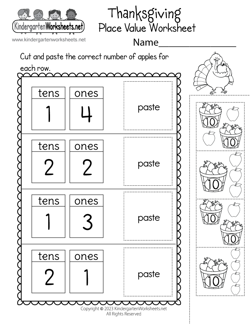 Thanksgiving Place Value Worksheet Free Printable Digital PDF