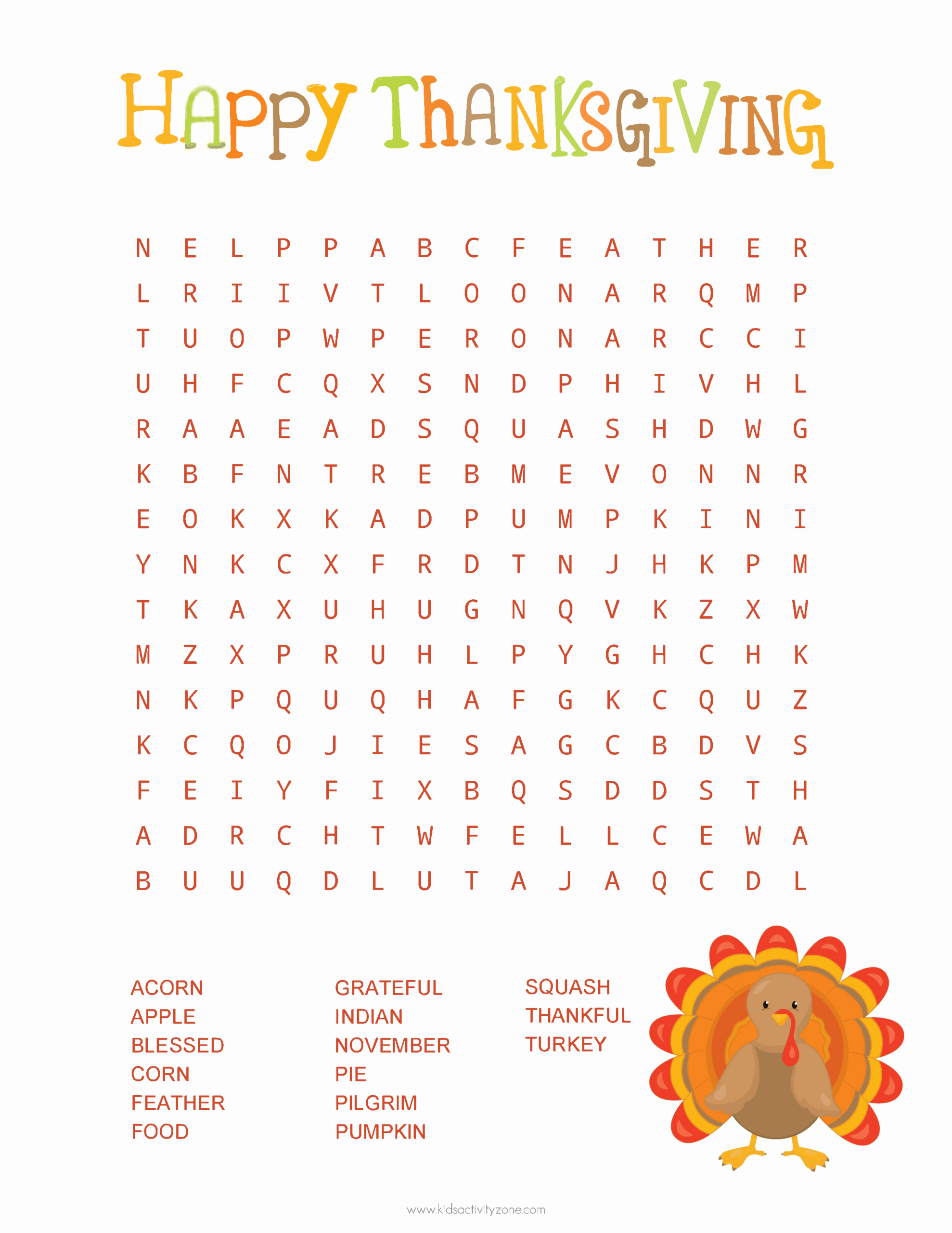 Thanksgiving Word Search Kids Activity Zone Thanksgiving Word Search Kids Activity Zone